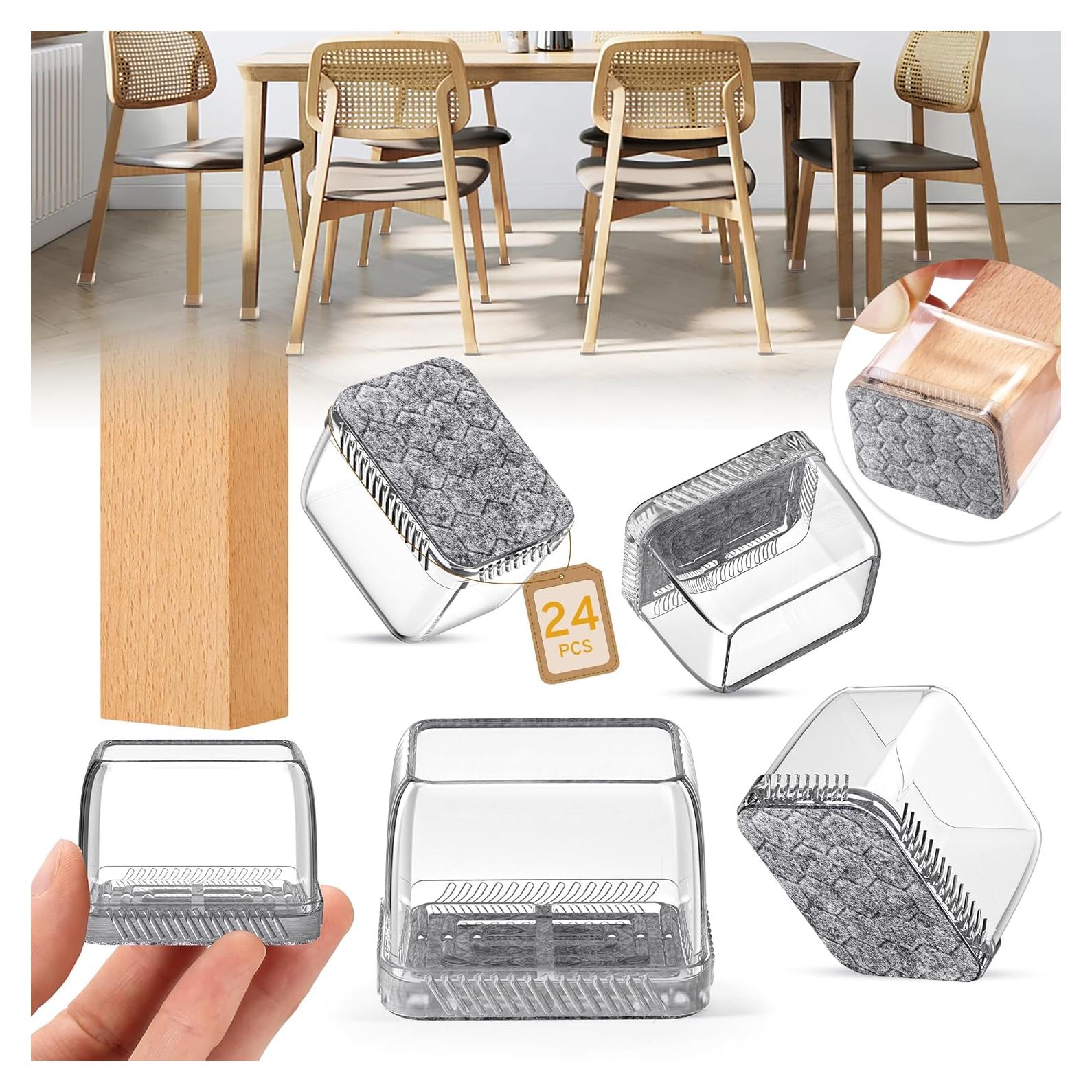 24 Protectores de Suelo Silicona INDEMO para Patas de Sillas