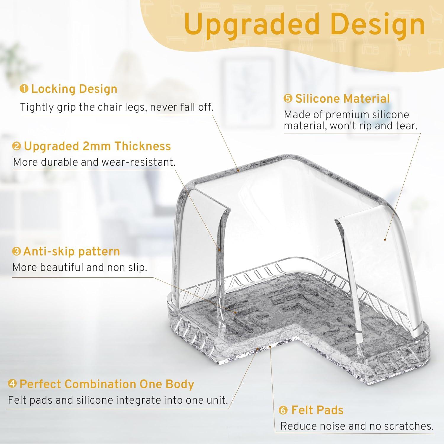 24 Protectores de Suelo Silicona INDEMO para Patas de Sillas