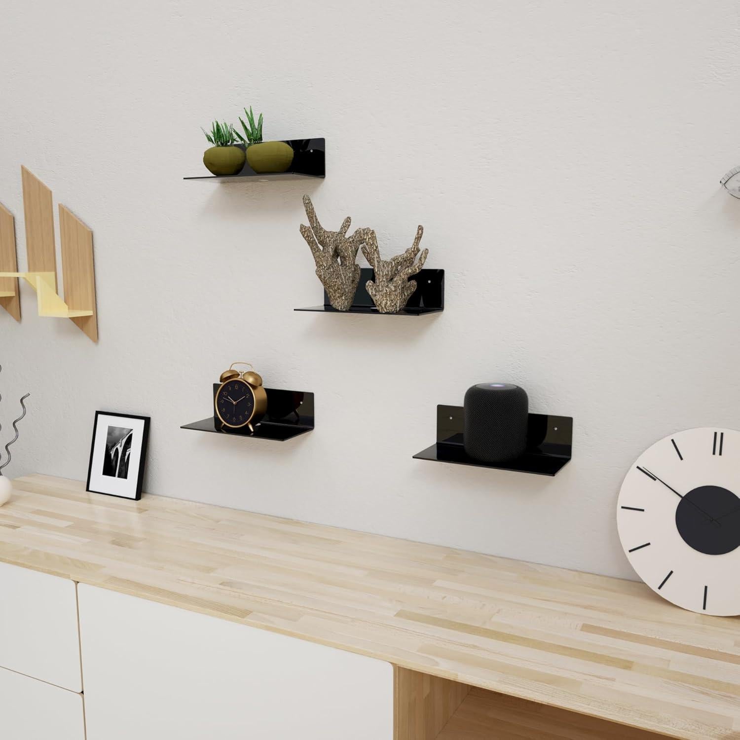 Estantes Flotantes de Acrílico LUOBAO 2 Pack 22.86 cm Negro