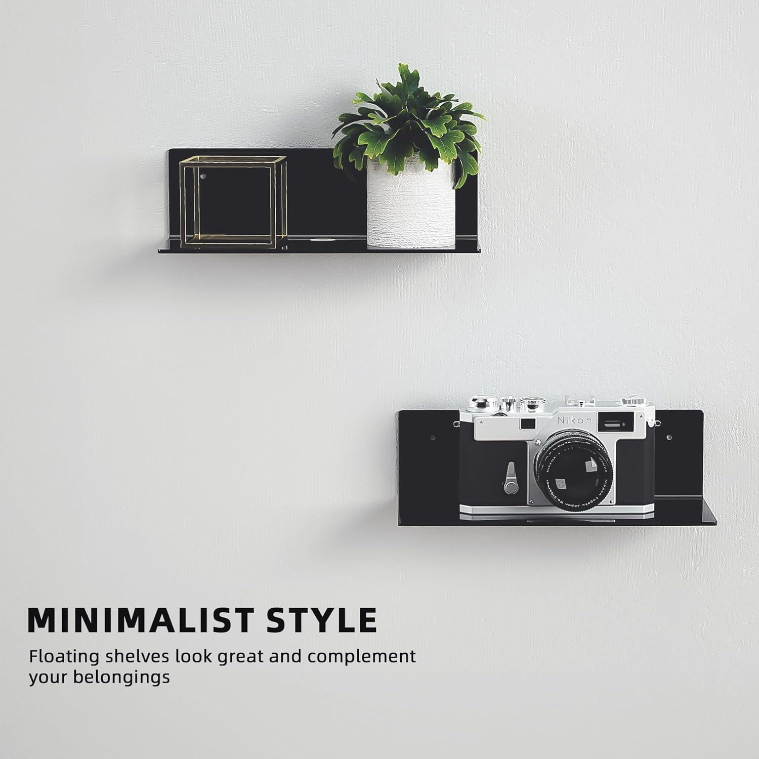 Estantes Flotantes de Acrílico LUOBAO 2 Pack 22.86 cm Negro