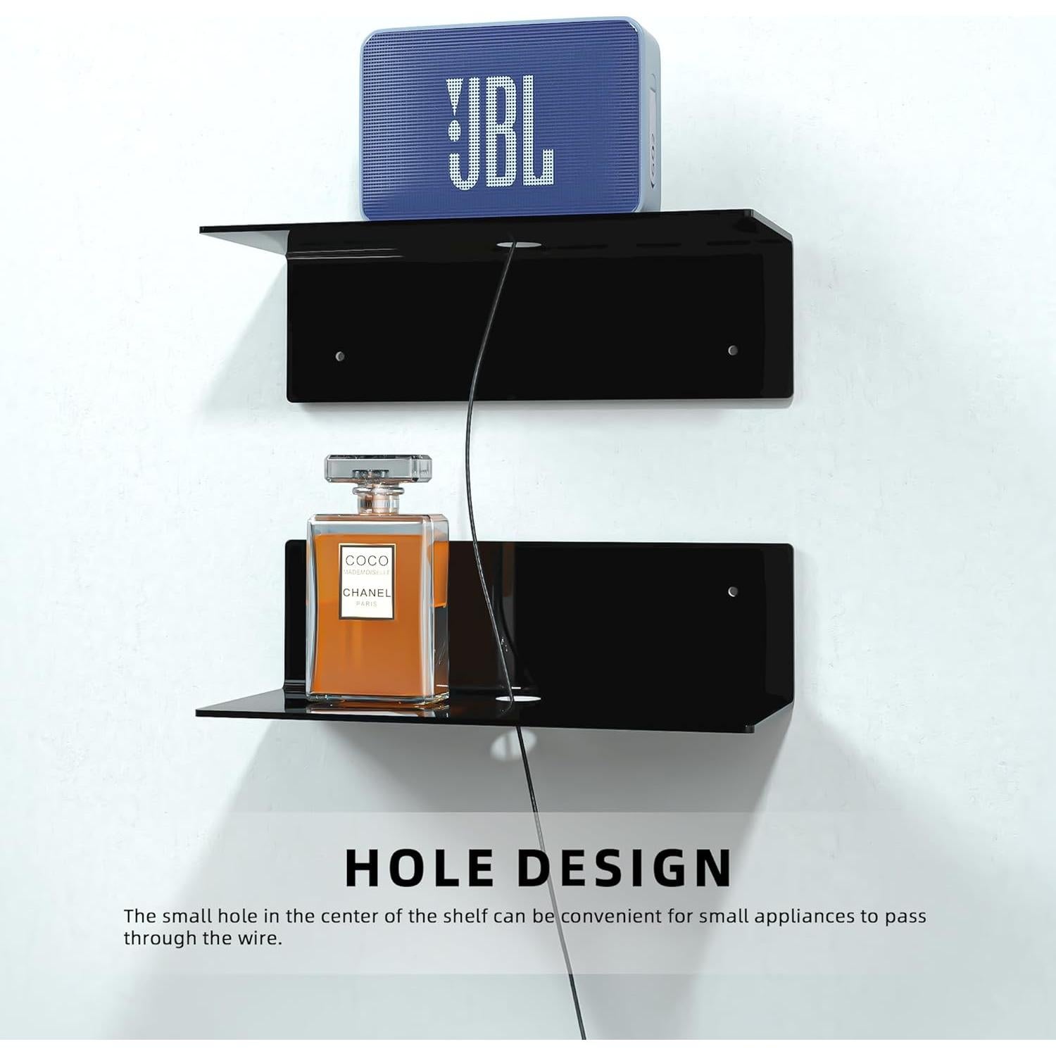 Estantes Flotantes de Acrílico LUOBAO 2 Pack 22.86 cm Negro