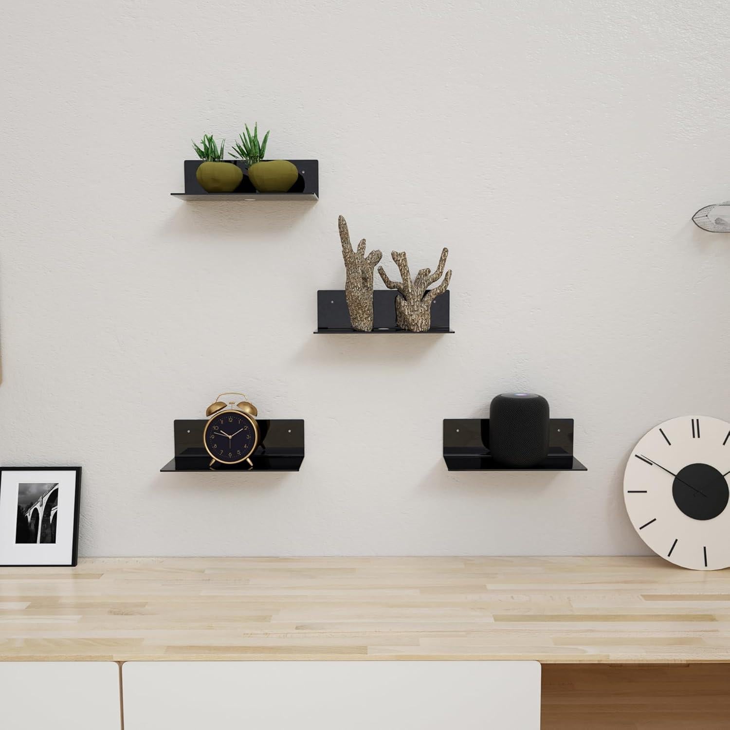 Estantes Flotantes de Acrílico LUOBAO 2 Pack 22.86 cm Negro