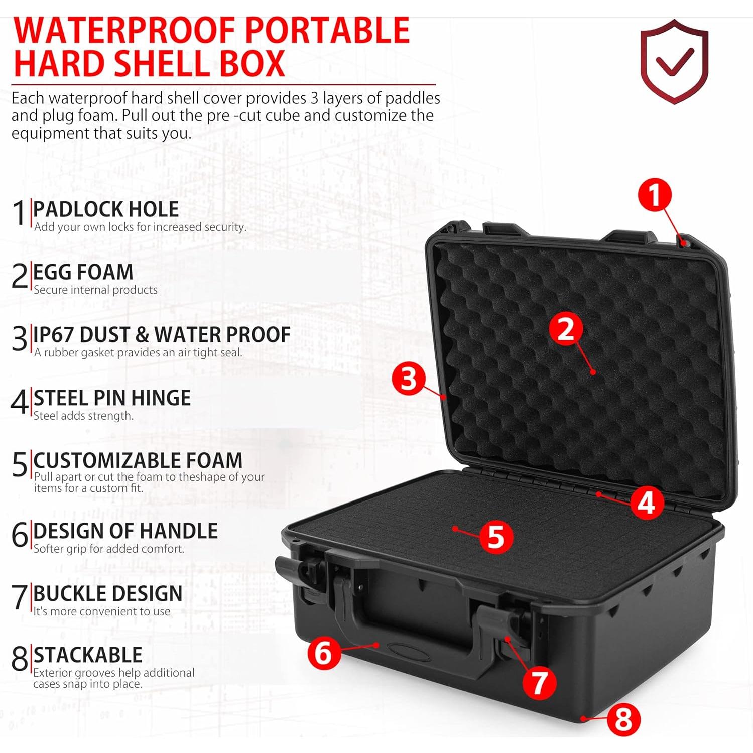 Caja Dura Impermeable IP67 ITHWIU para Micrófono y Drones