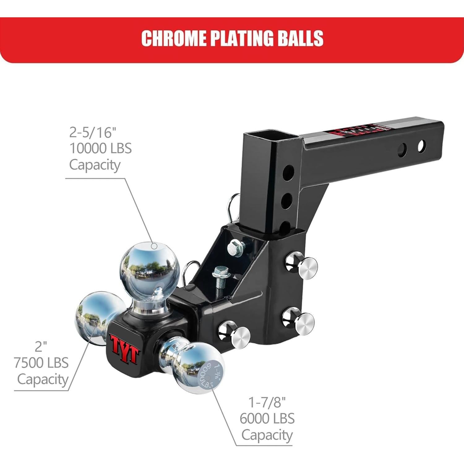 Soporte de bola de remolque ajustable TYT Tri-Bola 6000 lbs