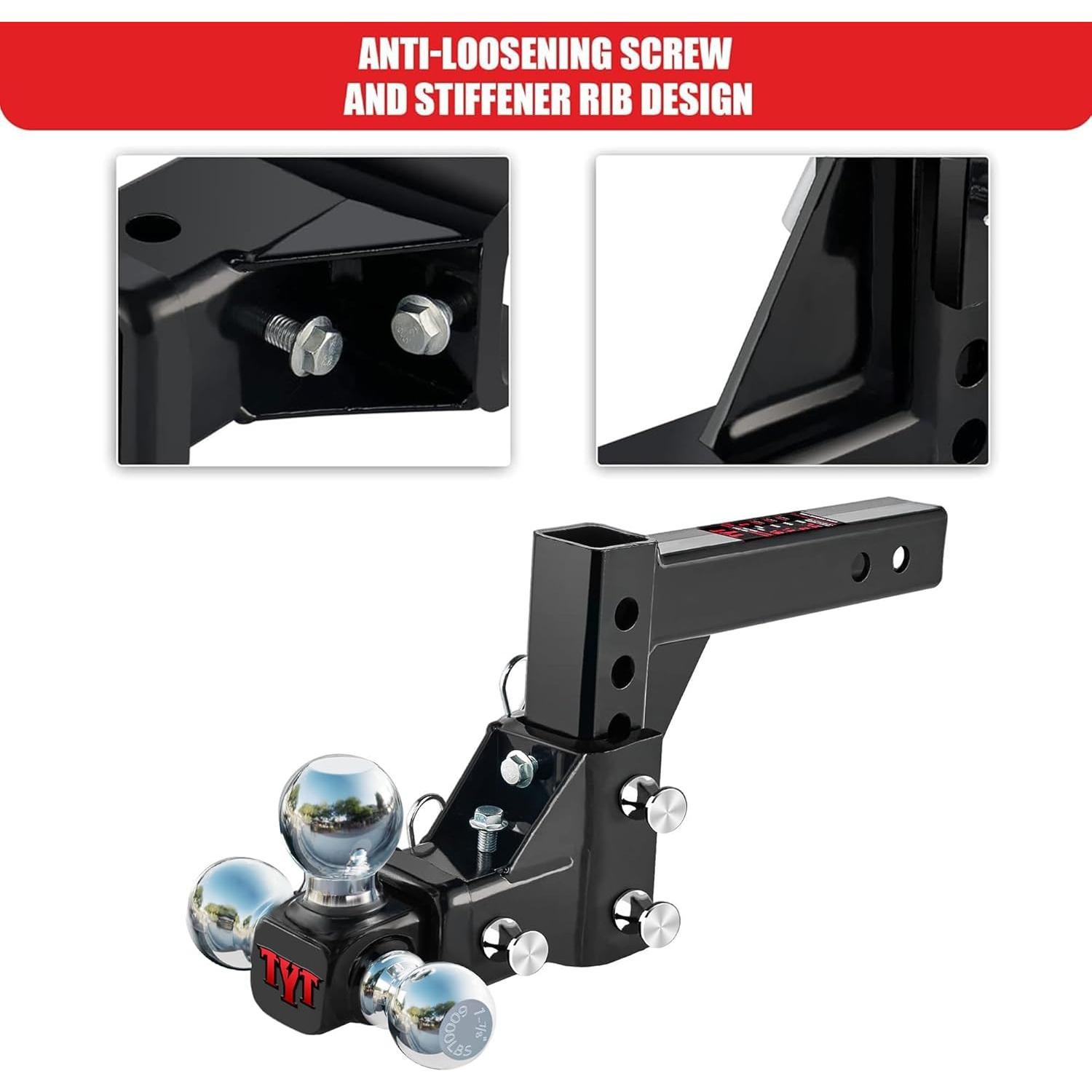 Soporte de bola de remolque ajustable TYT Tri-Bola 6000 lbs