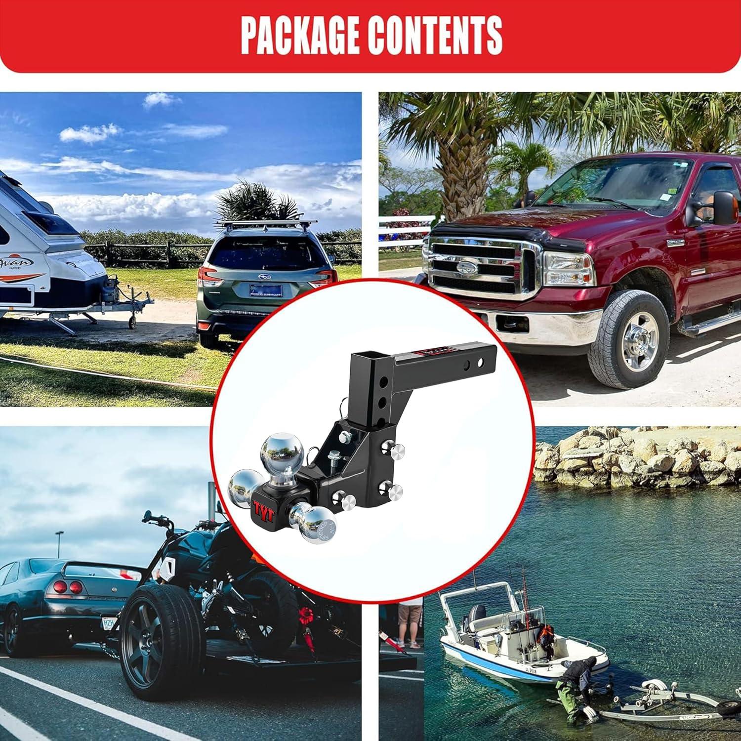 Soporte de bola de remolque ajustable TYT Tri-Bola 6000 lbs