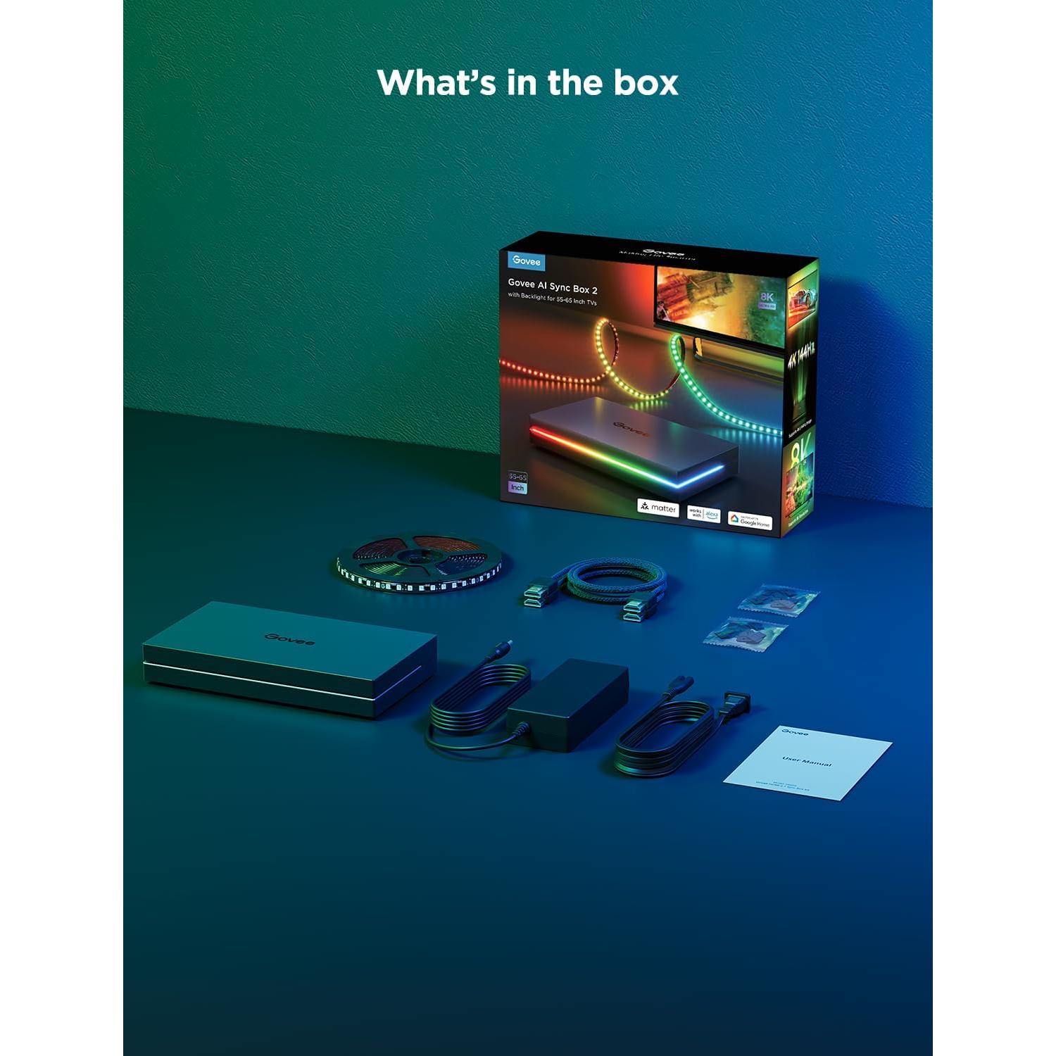 Govee Caja de Sincronización AI 2 HDMI 2.1 8K 60Hz para TV 55-65"