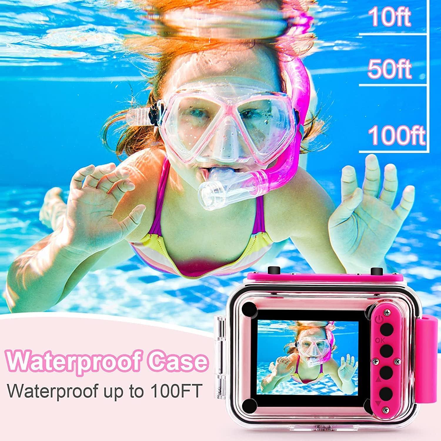 Cámara Submarina Impermeable GKTZ para Niños 20MP 1080P Rosa