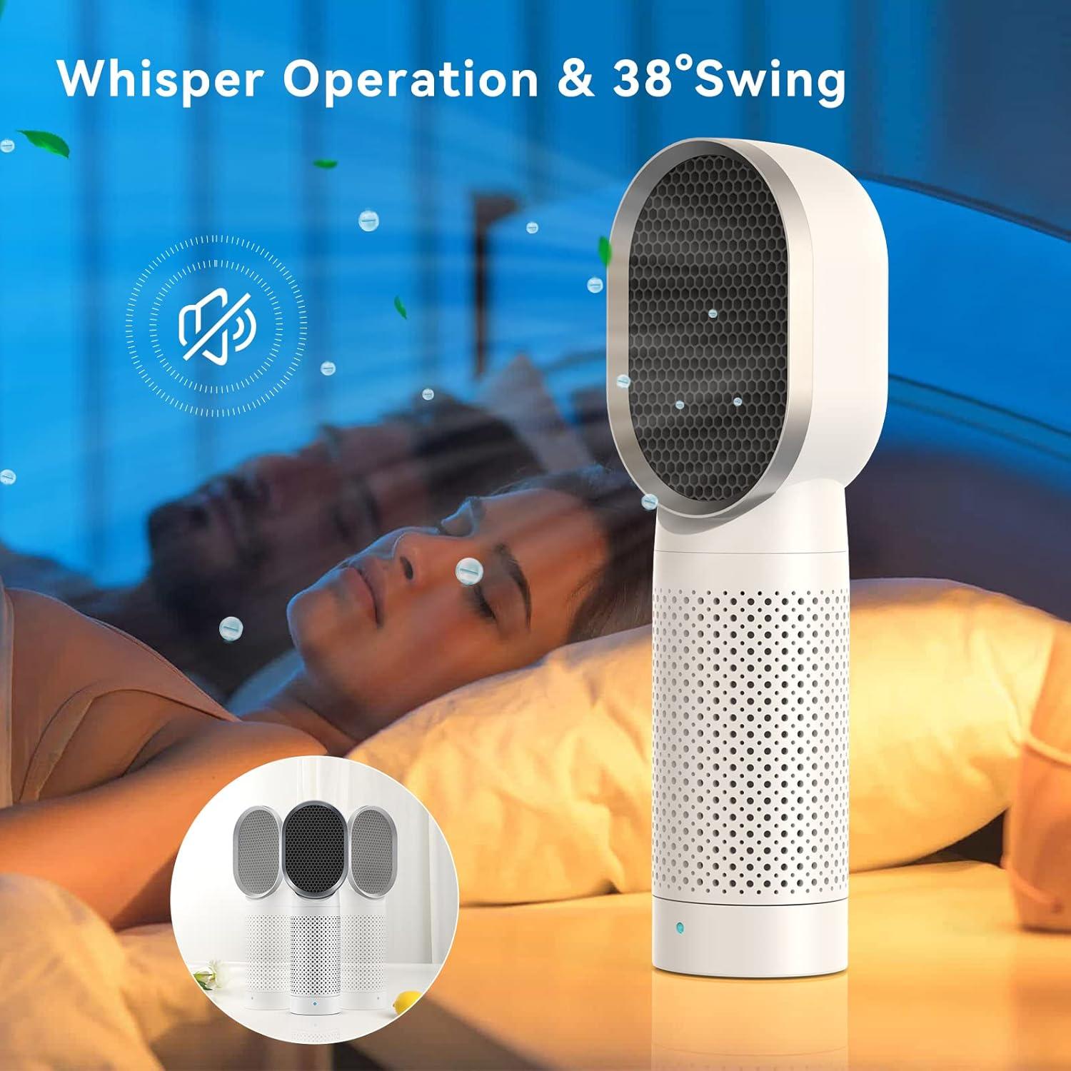 QUEENTY Small Air Purifier, Air Purifiers For Home With H13 HEPA Filter,Ionizer,Face to Face Outlet and Oscillating Air Blowing to Help You Breathing Fresh Air and Negative Ion in Office, For Bedroom