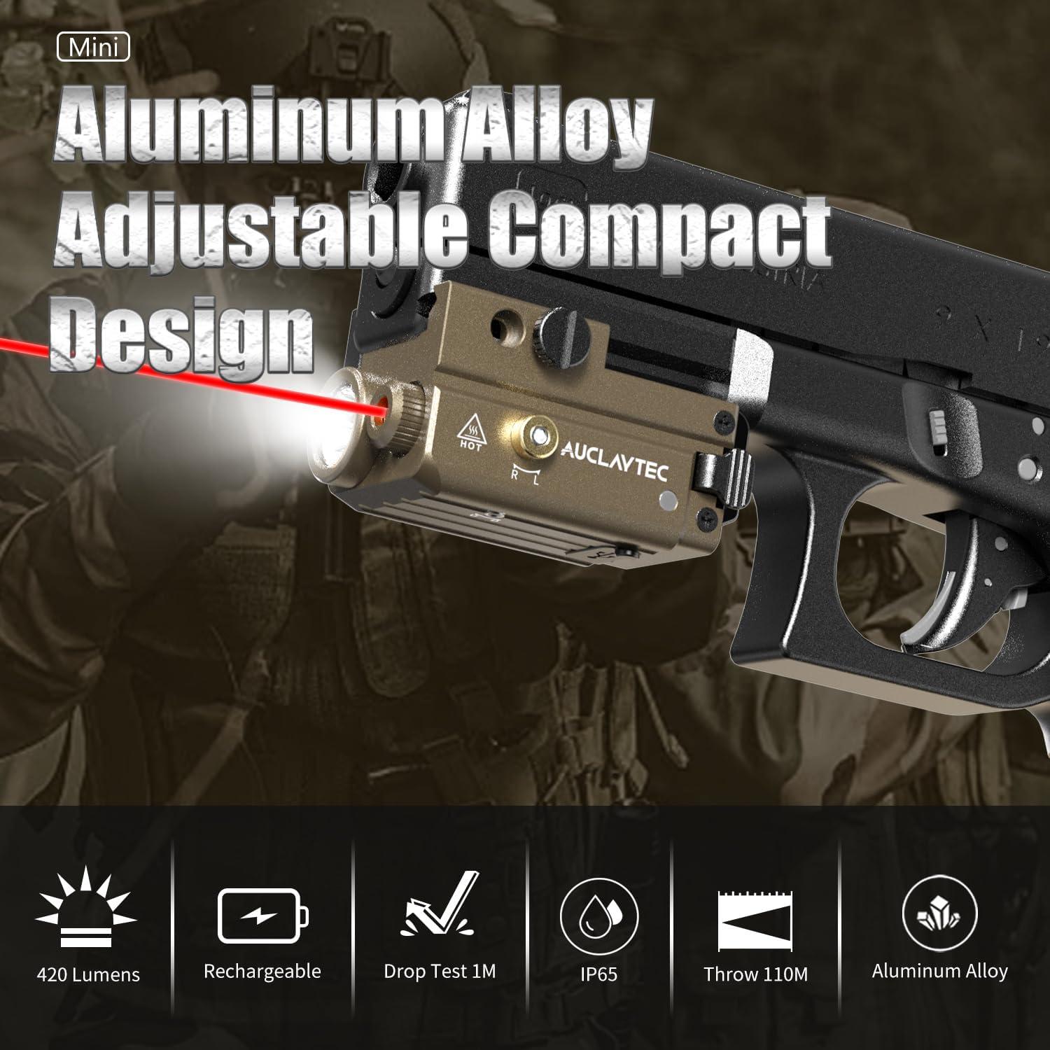 Linterna Táctica AUCLAYTEC con Láser Rojo 420 Lúmenes