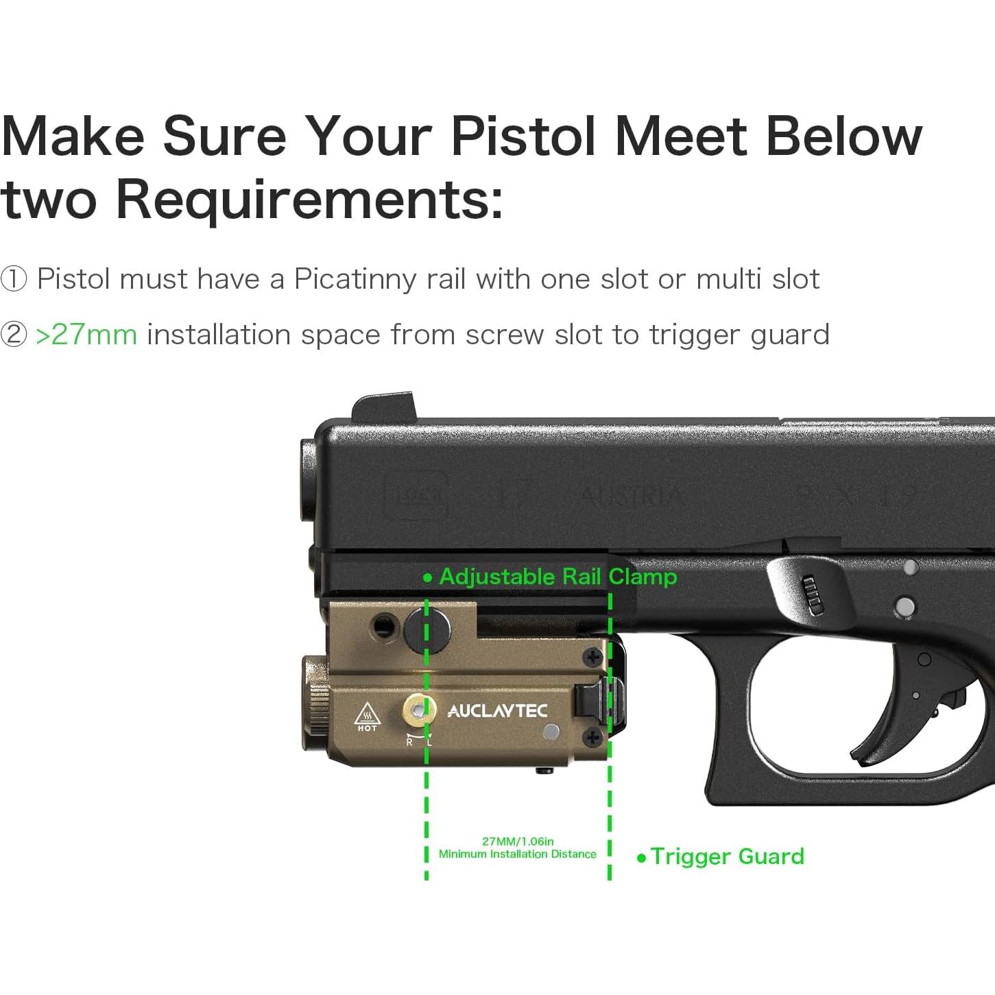 Linterna Táctica AUCLAYTEC con Láser Rojo 420 Lúmenes