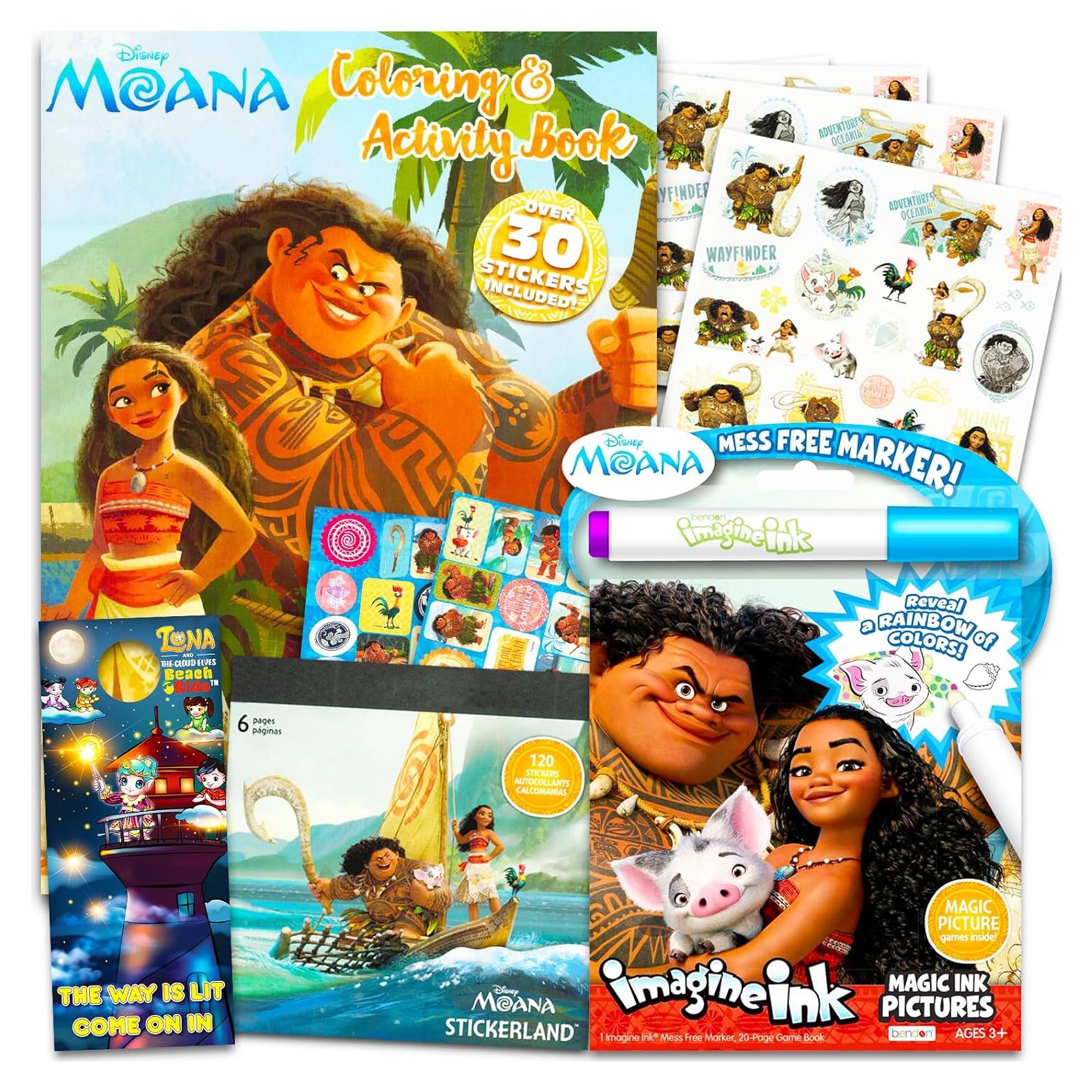 Set de Libros para Colorear Moana Disney - 3 Piezas para Niñas 4-8 Años