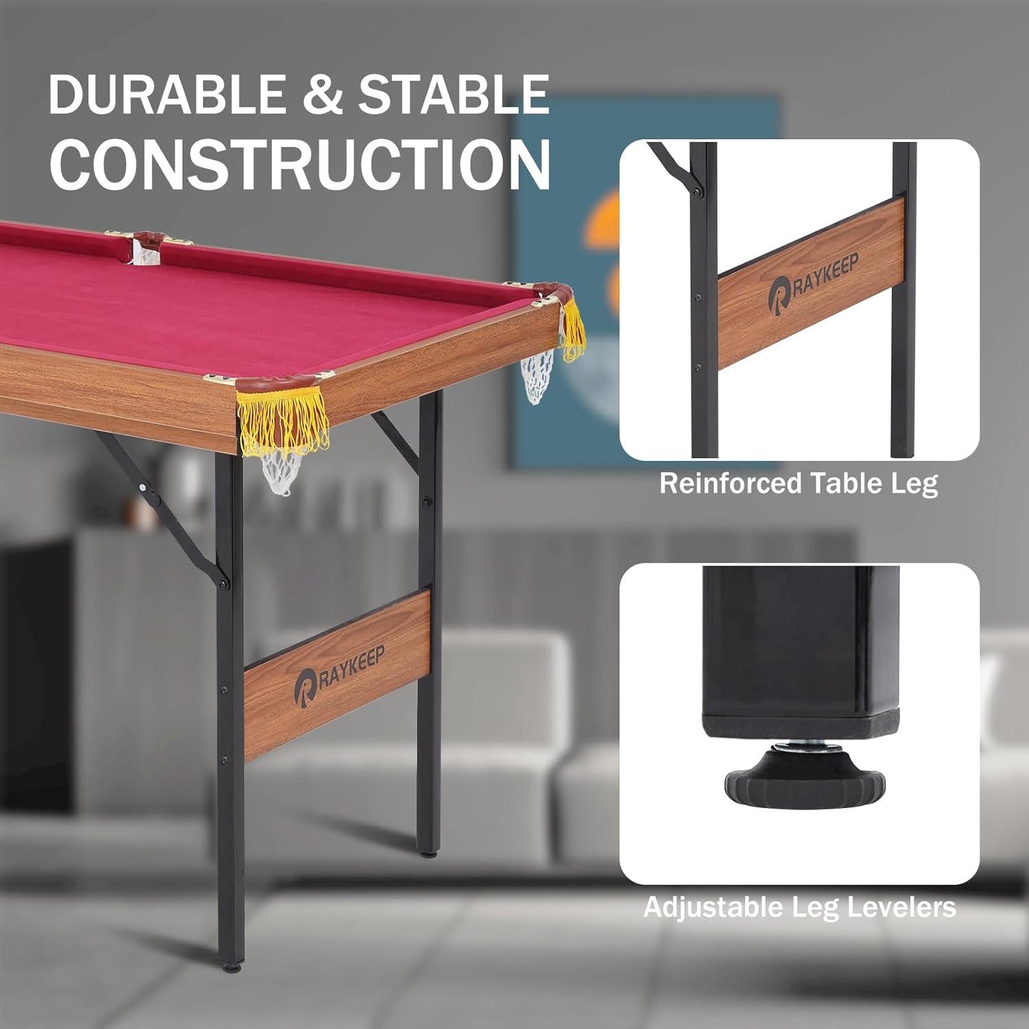 Mesa de Billar Portátil RAYKEEP 54" (137 cm) Plegable con Accesorios