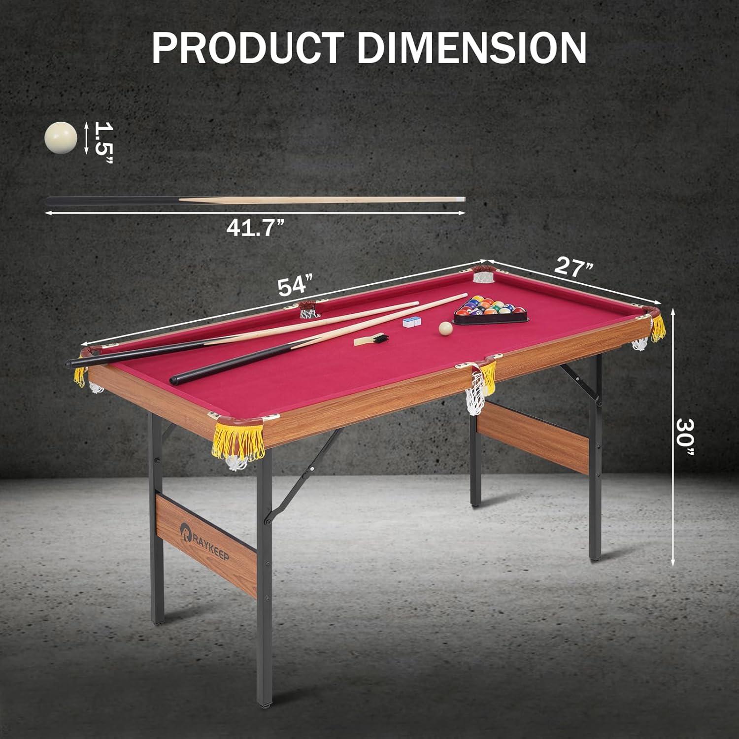 Mesa de Billar Portátil RAYKEEP 54" (137 cm) Plegable con Accesorios