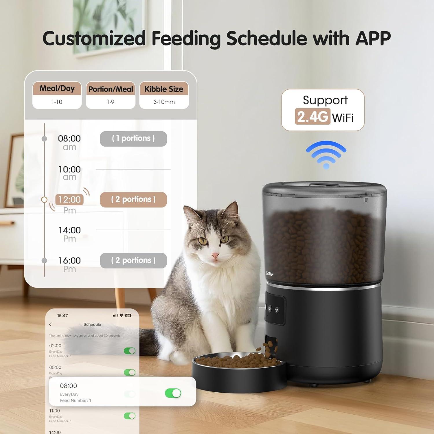 Dispensador Automático de Comida para Gatos UPOTGP 4L WiFi