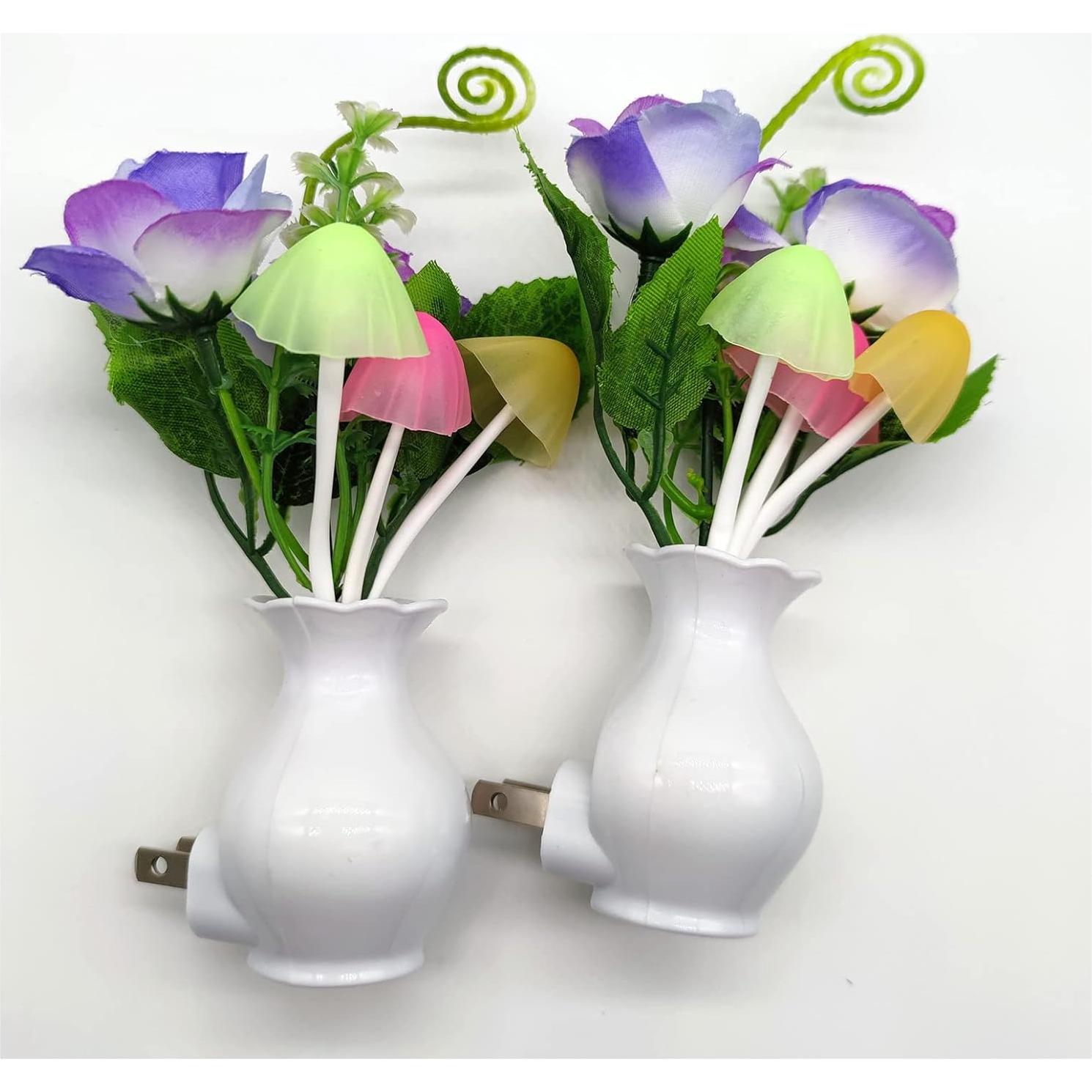 AUSAYE 2 Pack Luz Nocturna LED Sensor Rosa Hongo 0.5W