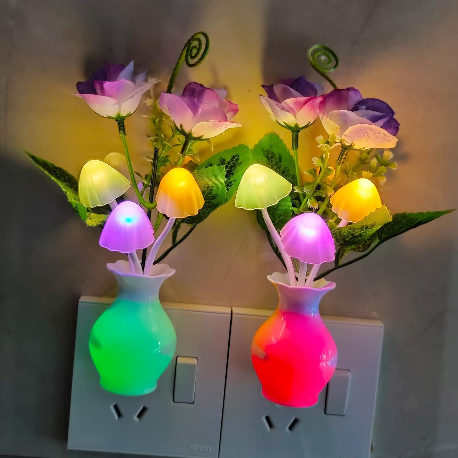 AUSAYE 2 Pack Luz Nocturna LED Sensor Rosa Hongo 0.5W