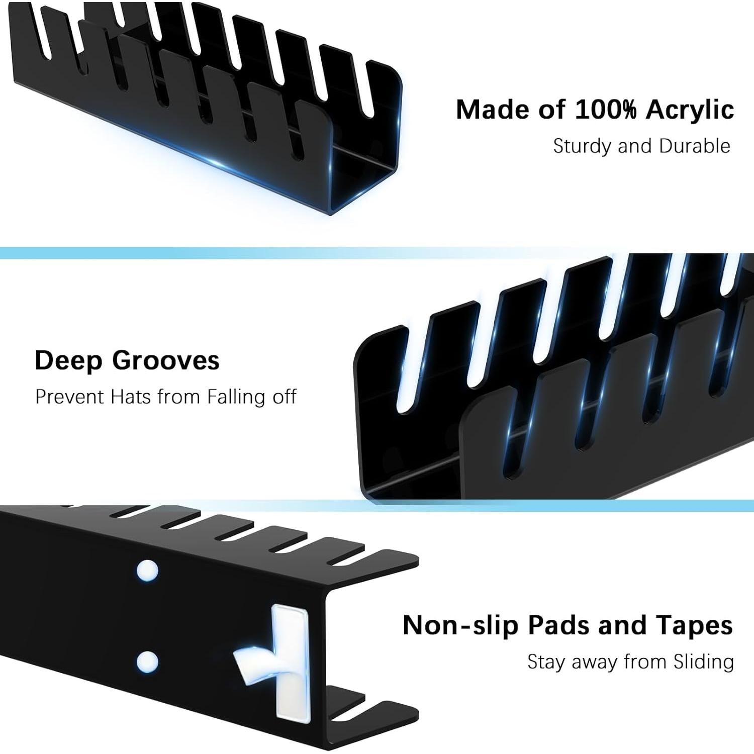 Organizador de Sombreros Kssvzz Pack de 4 Acrílico Negro