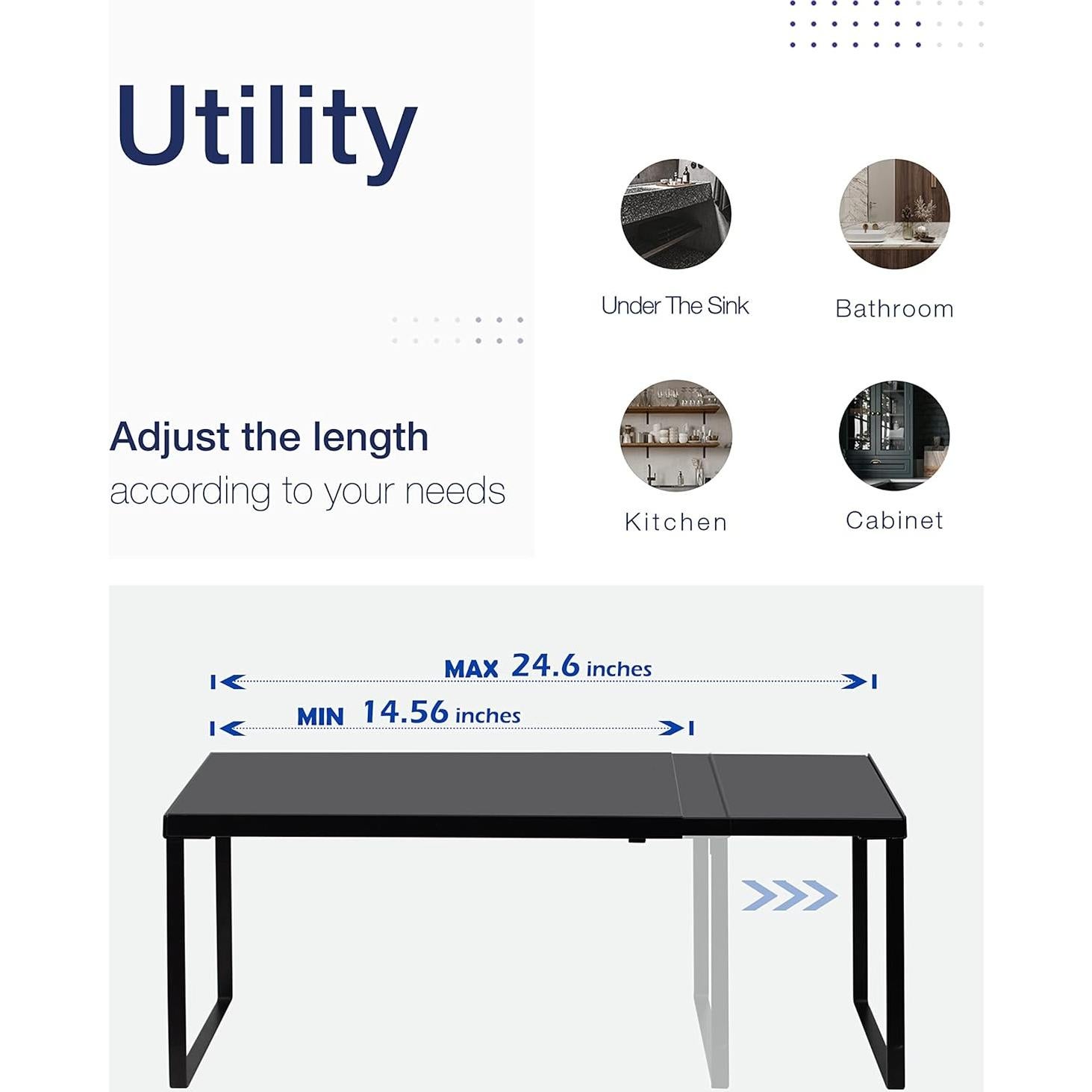 Estante Expandible de Gabinete Nxconsu Negro 21x36.9-62.5cm