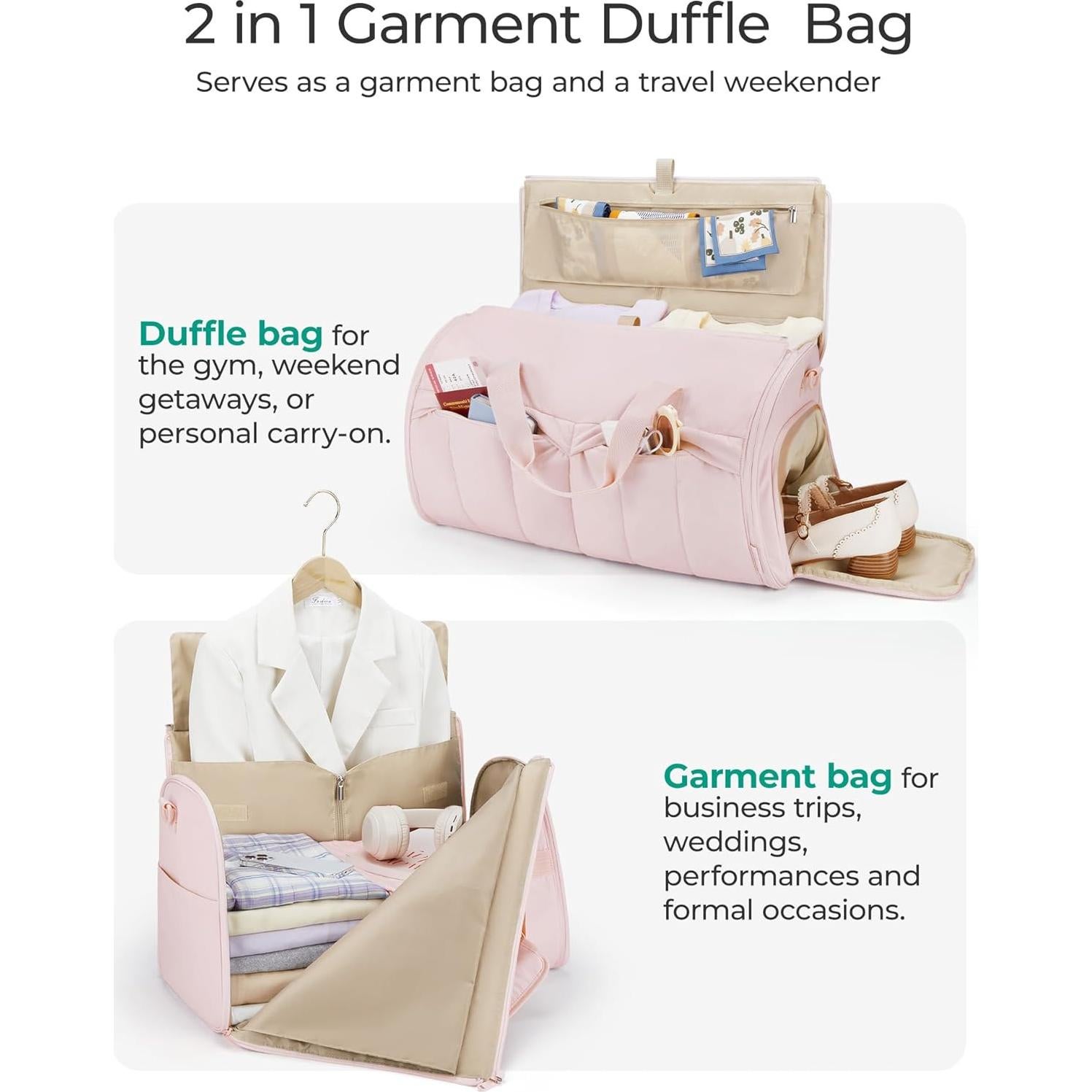 Bolsa de Ropa Duffle BAGSMART 2 en 1 Unisex Negra