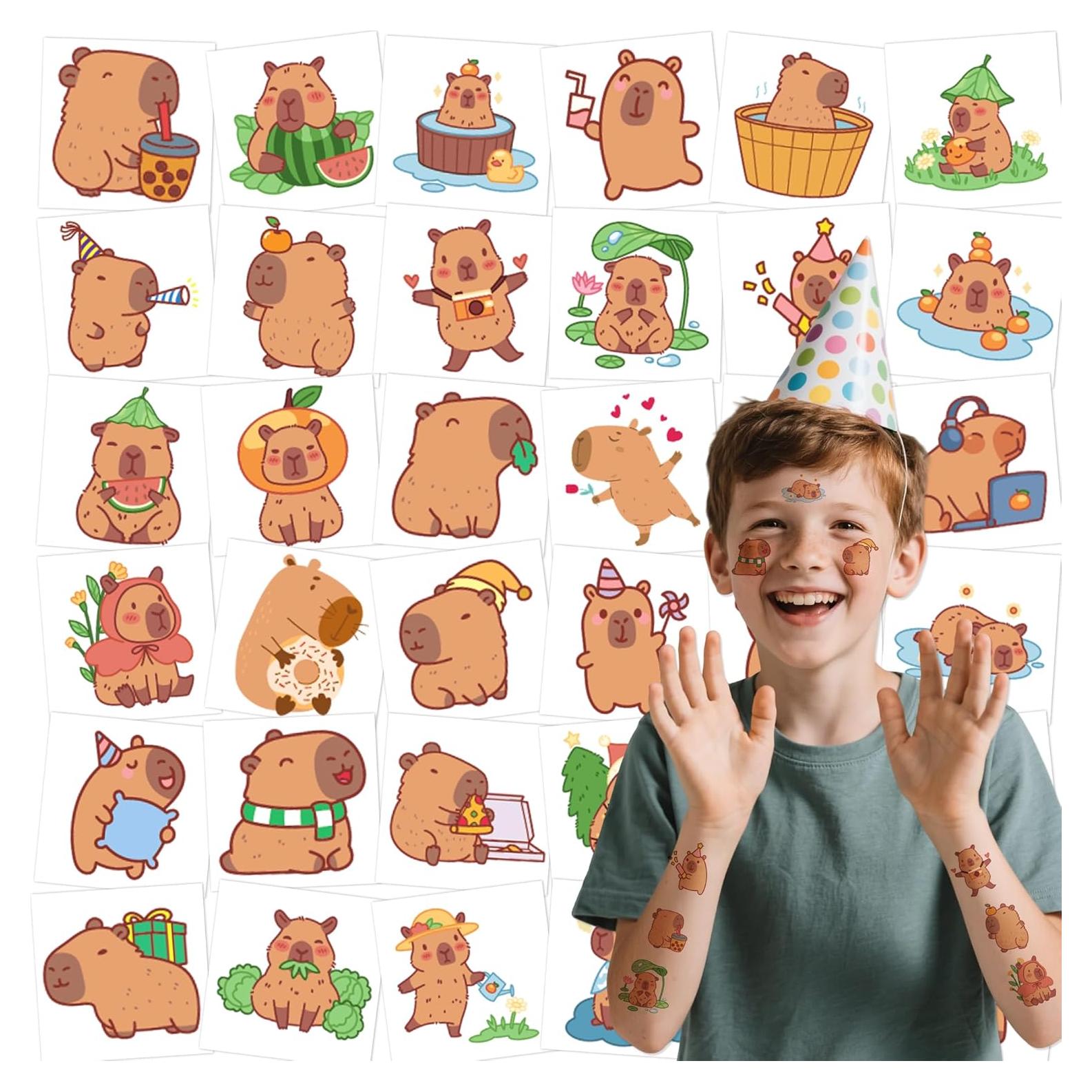 60 Tatuajes Temporales de Capibara JoyfulGlam para Niños