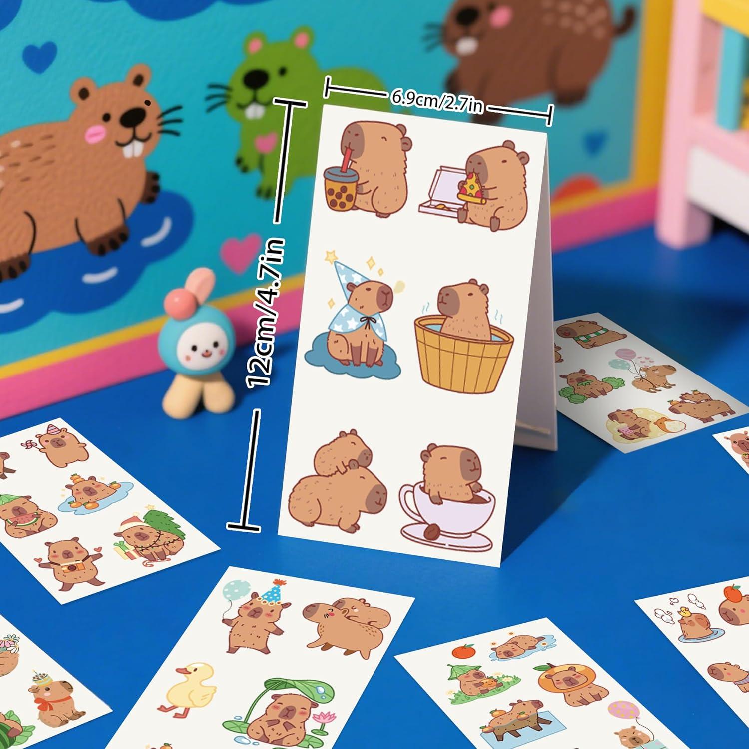 60 Tatuajes Temporales de Capibara JoyfulGlam para Niños