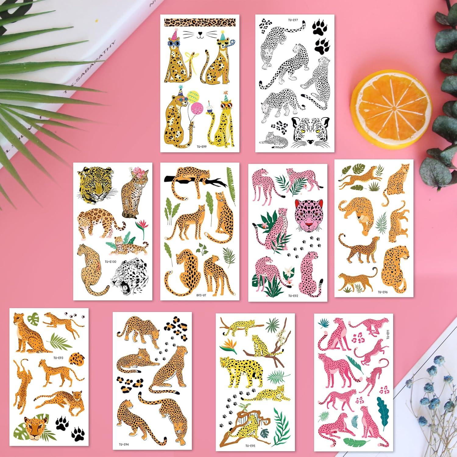 Decoraciones de Fiesta de Guepardo JoyfulGlam - 88 Tatuajes Temporales
