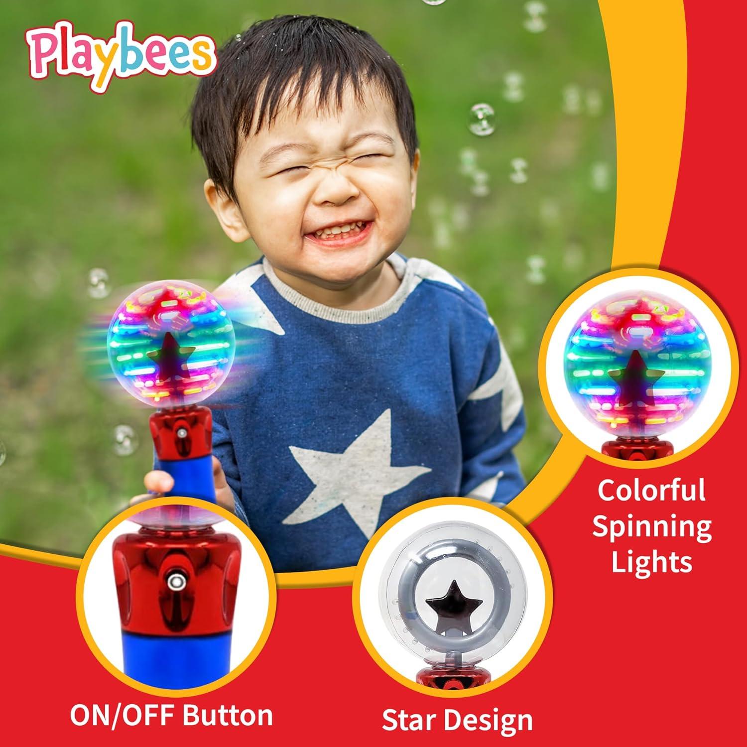 Playbees Light Up Spinning Wand – Magic LED Flashing Ball, Sensory Light Spinner Toy, Glow Wand Party Favor, Classroom Prizes, Fun Light-Up Gift for Kids