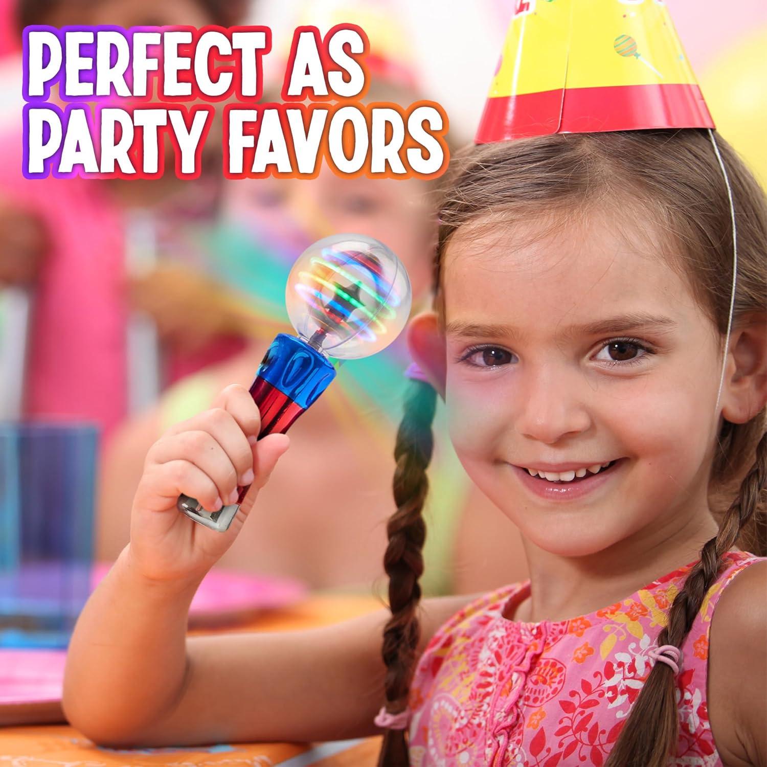 Playbees Light Up Spinning Wand – Magic LED Flashing Ball, Sensory Light Spinner Toy, Glow Wand Party Favor, Classroom Prizes, Fun Light-Up Gift for Kids