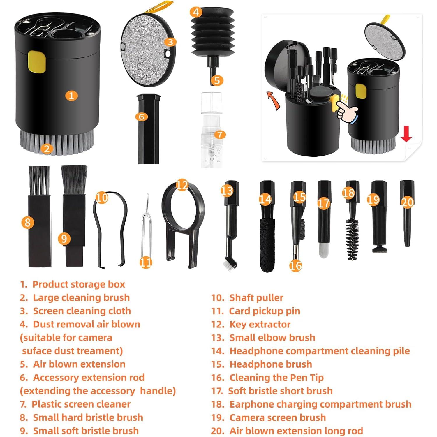 Kit de limpieza 20 en 1 LBSC para laptop y teléfono - Negro