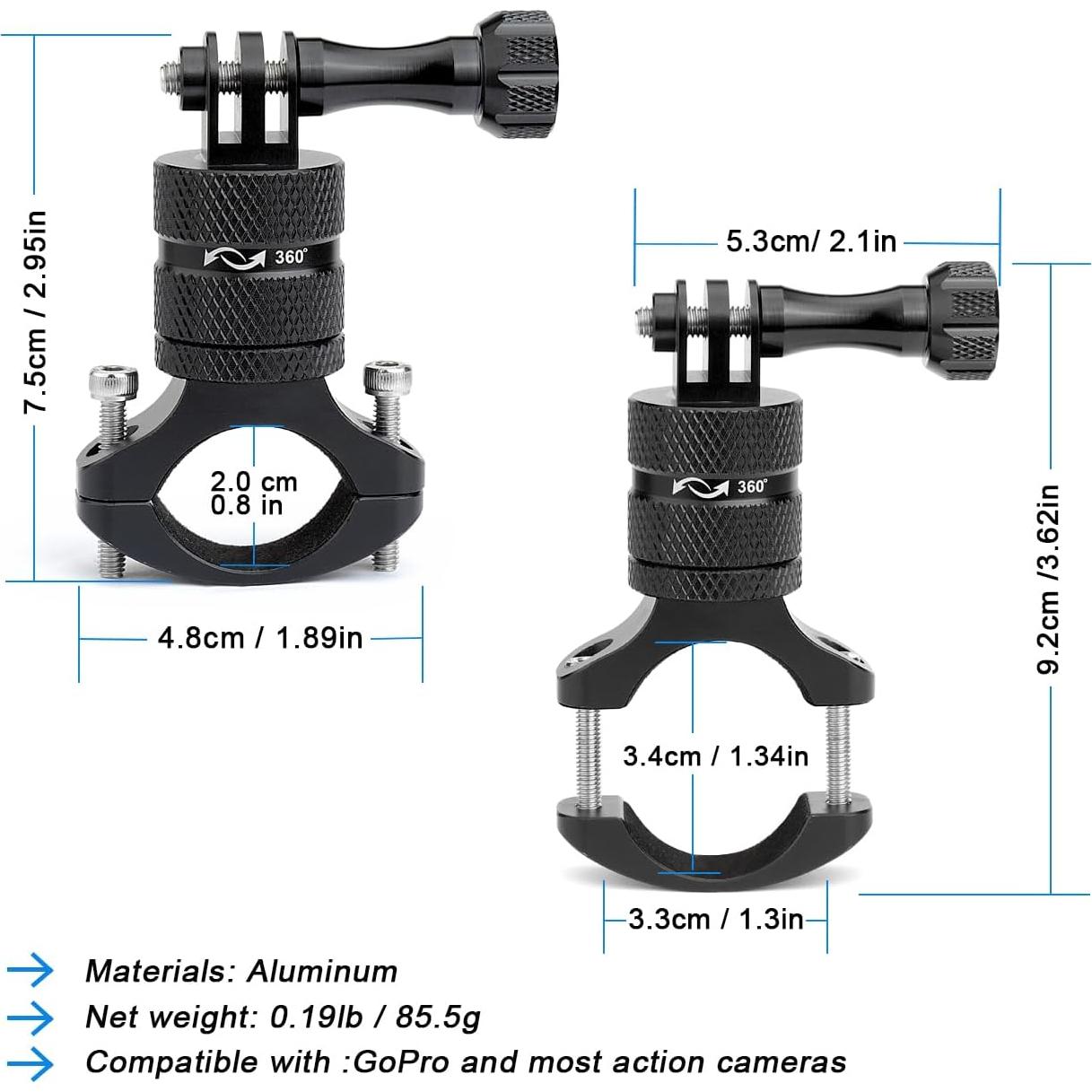Soporte de Manillar de Aluminio para GoPro y DJI - Rotación 360°