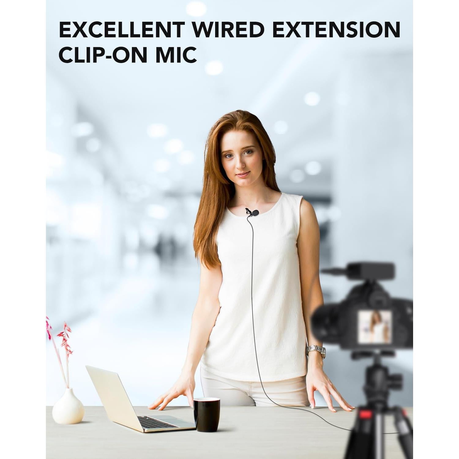 Micrófono Lavalier PoP Voice 2Pcs 1.98m para Smartphone y Cámara