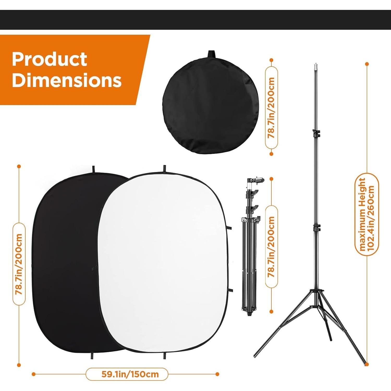 Fondo Plegable 2 en 1 Hahawalker 150x200cm Negro y Blanco