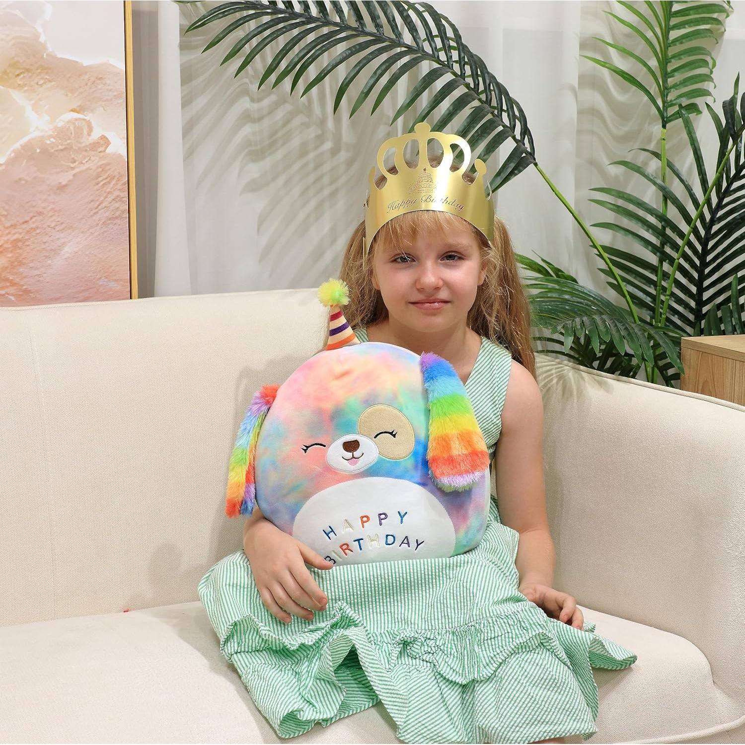 Almohadón de Perro de Cumpleaños Easfan 30 cm Arcoíris