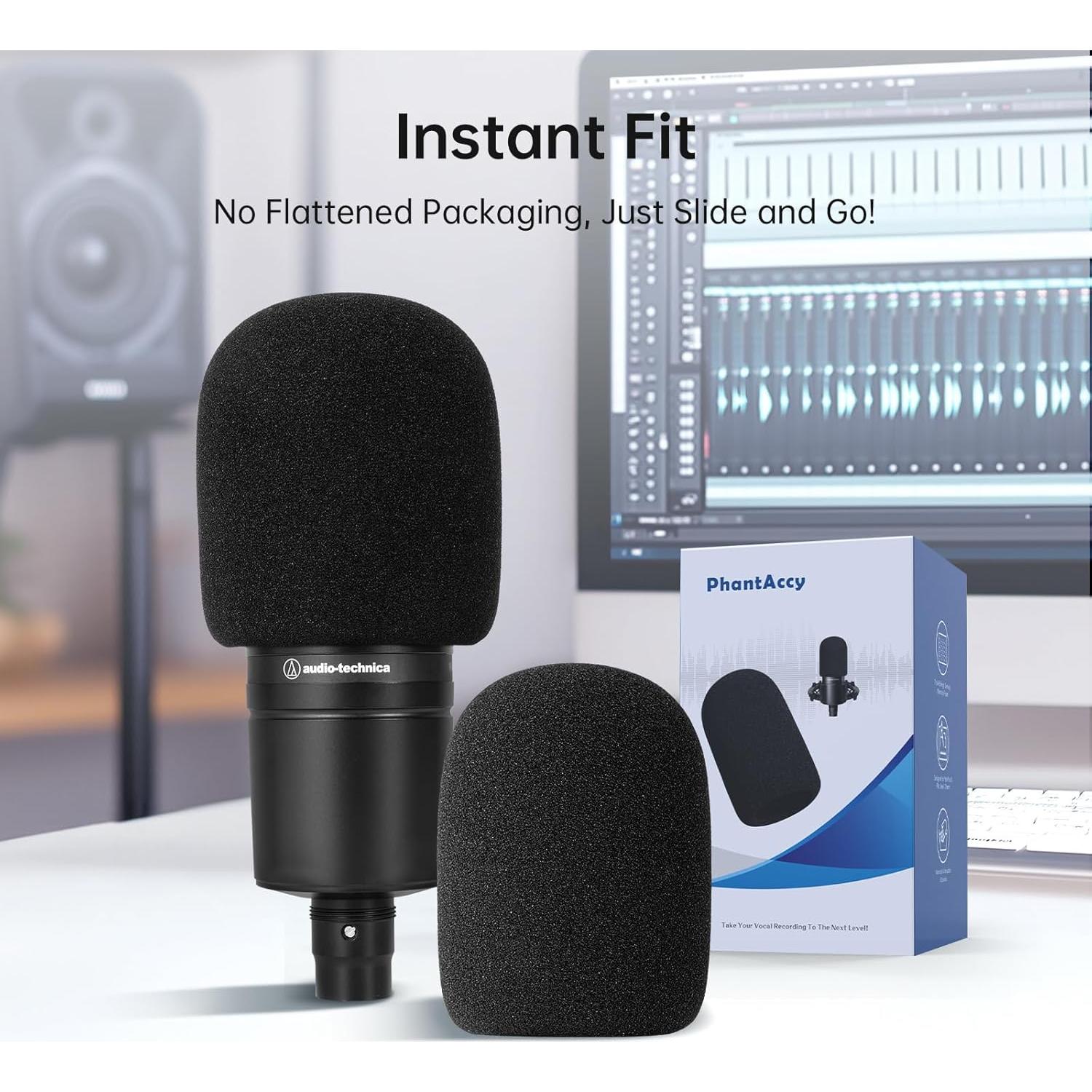 Filtro Pop Espuma Negra PhantAccy para Micrófonos AT-2020 AT-2035 AT-2040