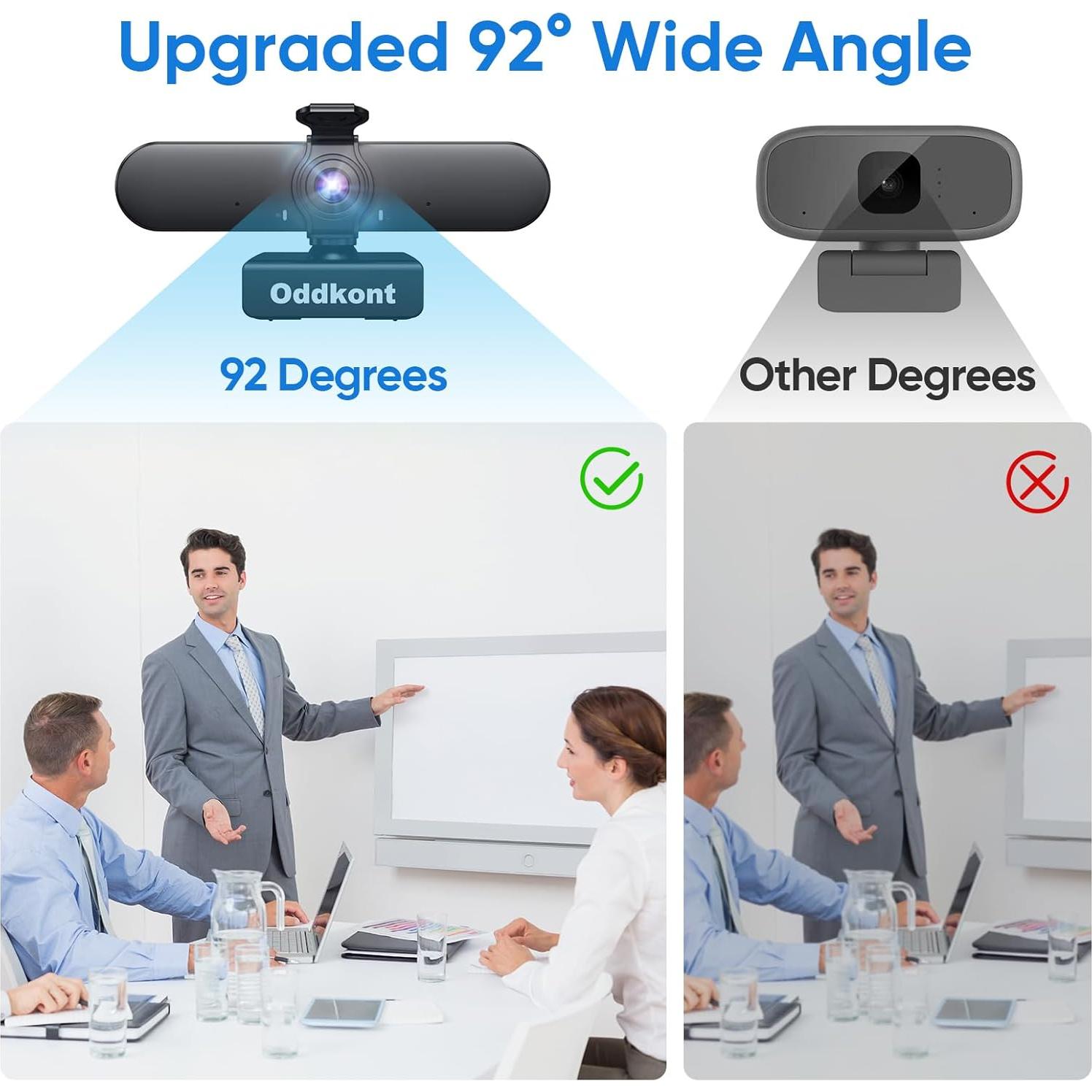 Cámara Web Full HD 1080P ODDKONT con Micrófono y Corrección de Luz