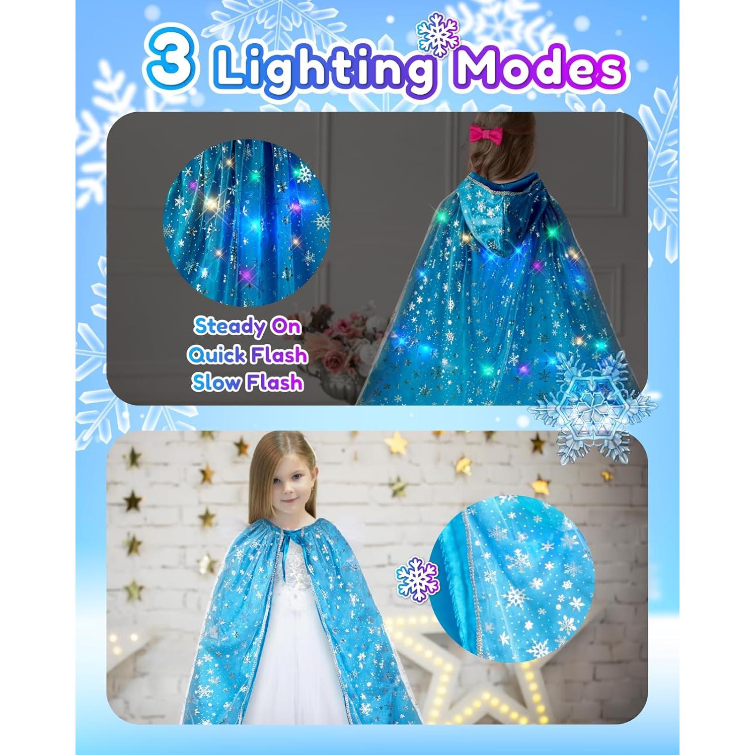 Conjunto de Disfraz de Princesa con Capa Iluminada y Accesorios