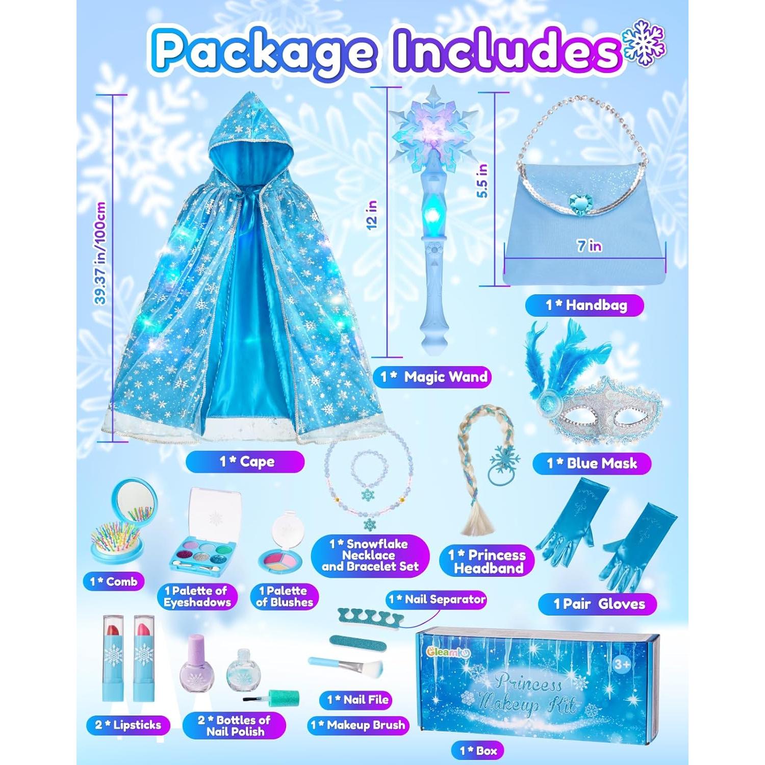 Conjunto de Disfraz de Princesa con Capa Iluminada y Accesorios