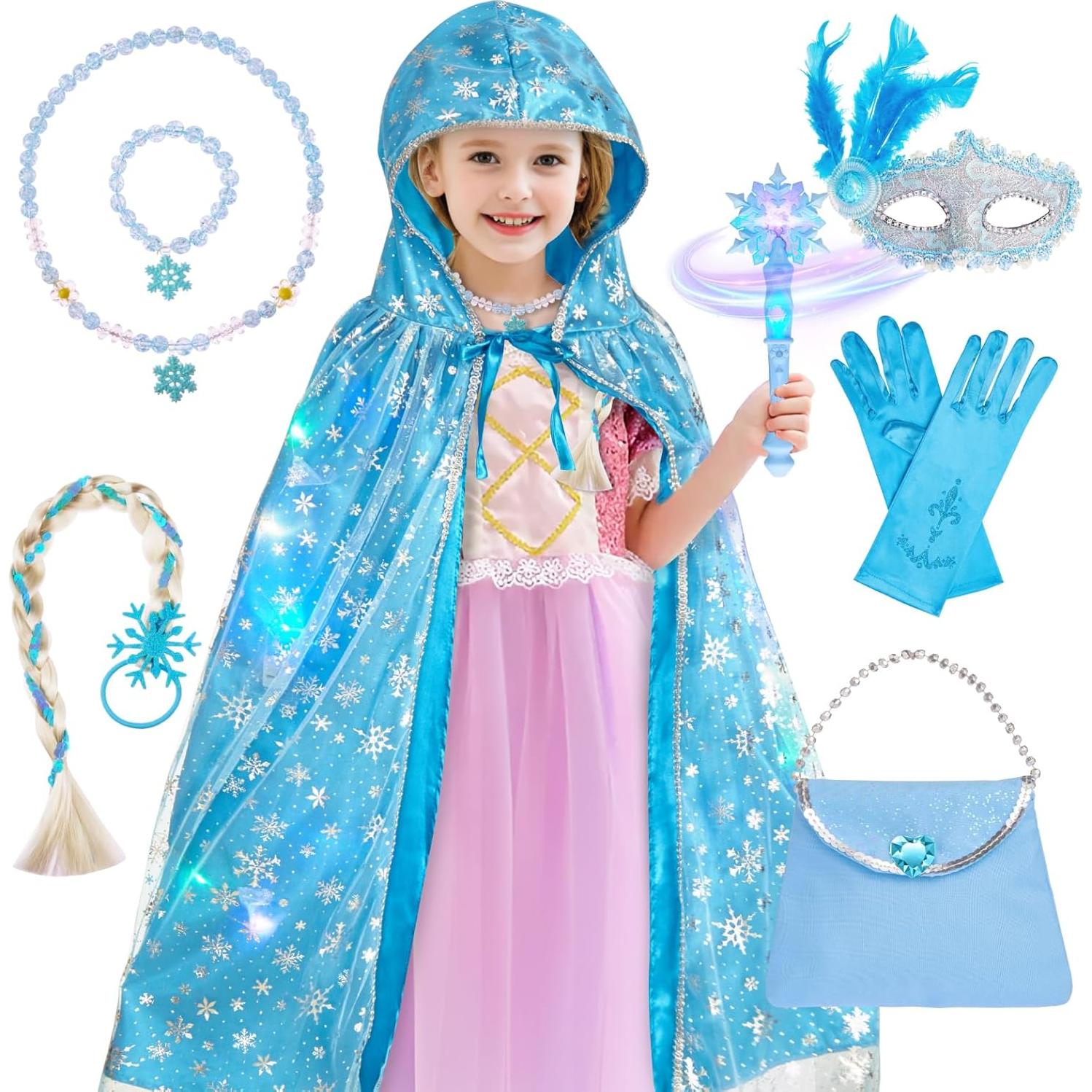 Conjunto de Disfraz de Princesa con Capa Iluminada y Accesorios
