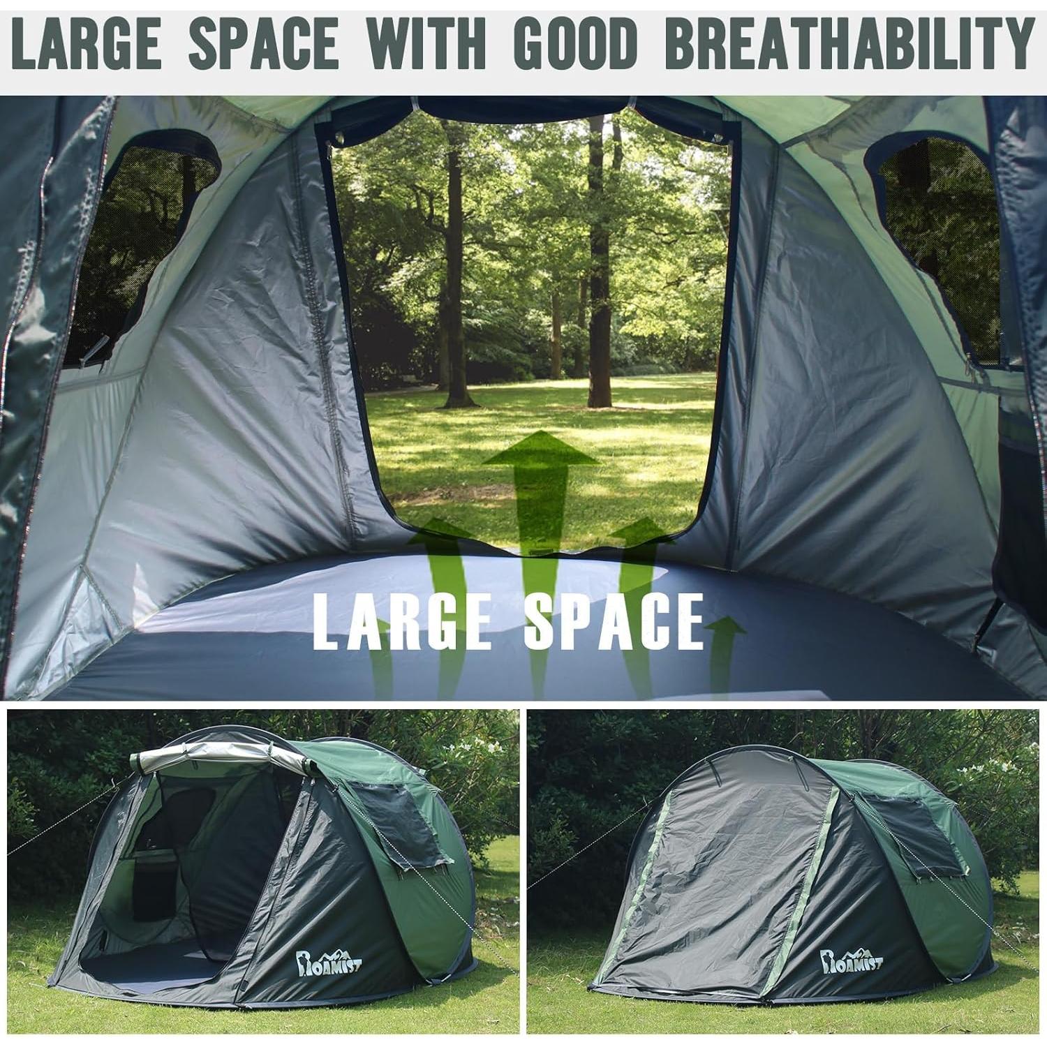 Tienda de Camping WYDHven para 2 Personas Impermeable Verde