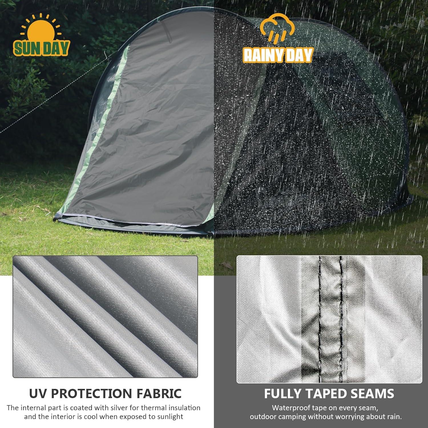 Tienda de Camping WYDHven para 2 Personas Impermeable Verde