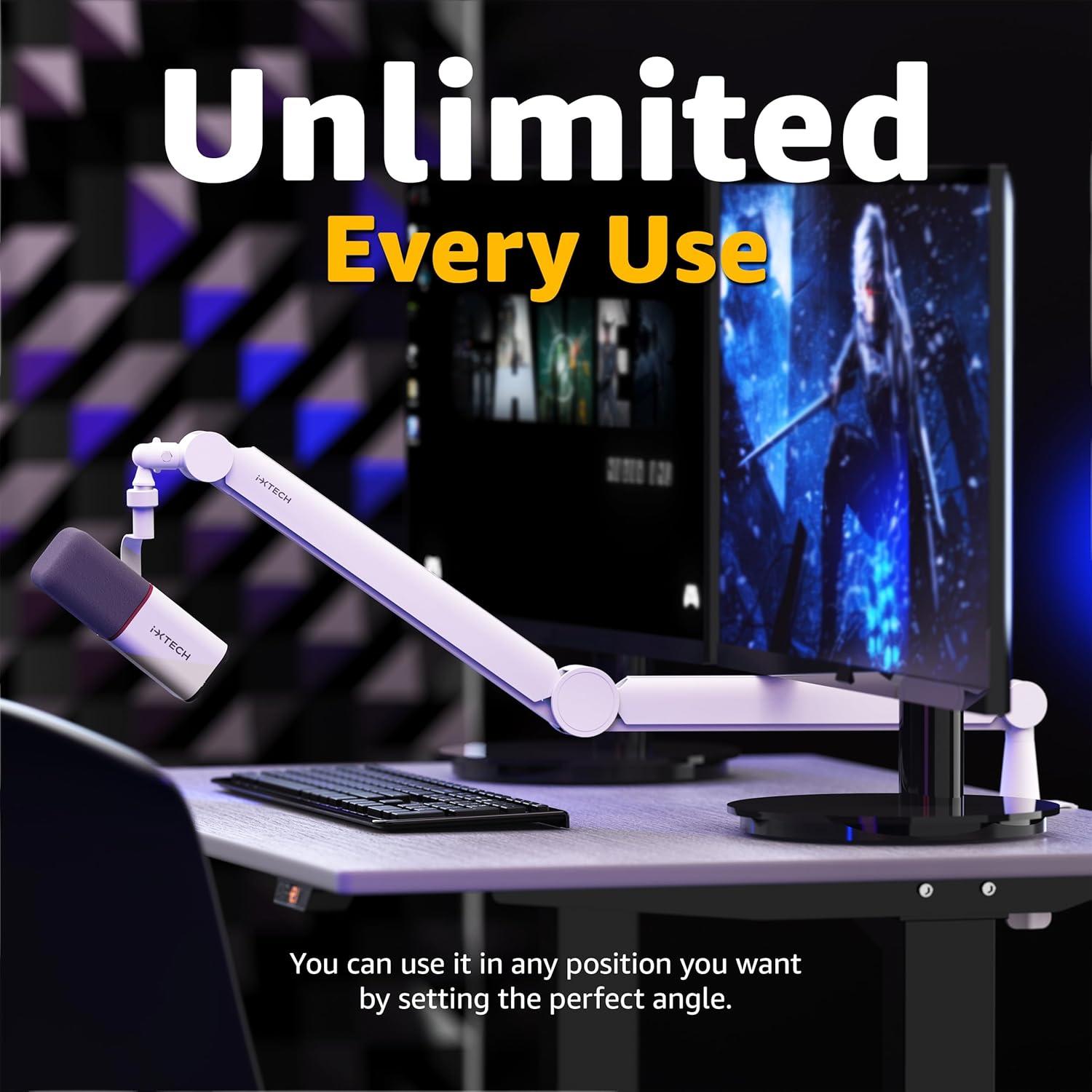 Brazo de Micrófono IXTECH Valiant White Ajustable 360°