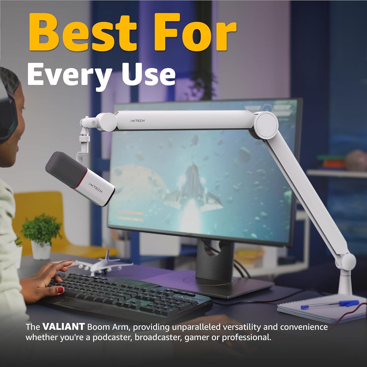 Brazo de Micrófono IXTECH Valiant White Ajustable 360°