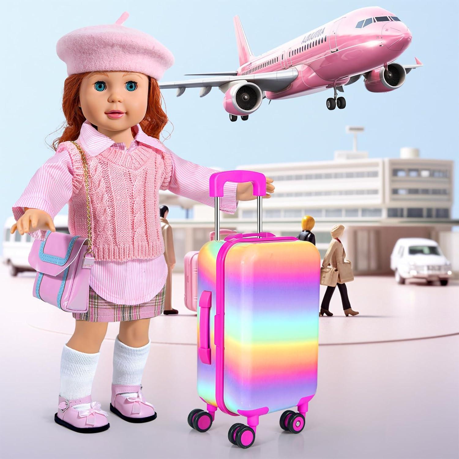 Maleta de Viaje para Muñecas 18" WONDOLL con Ropa y Accesorios