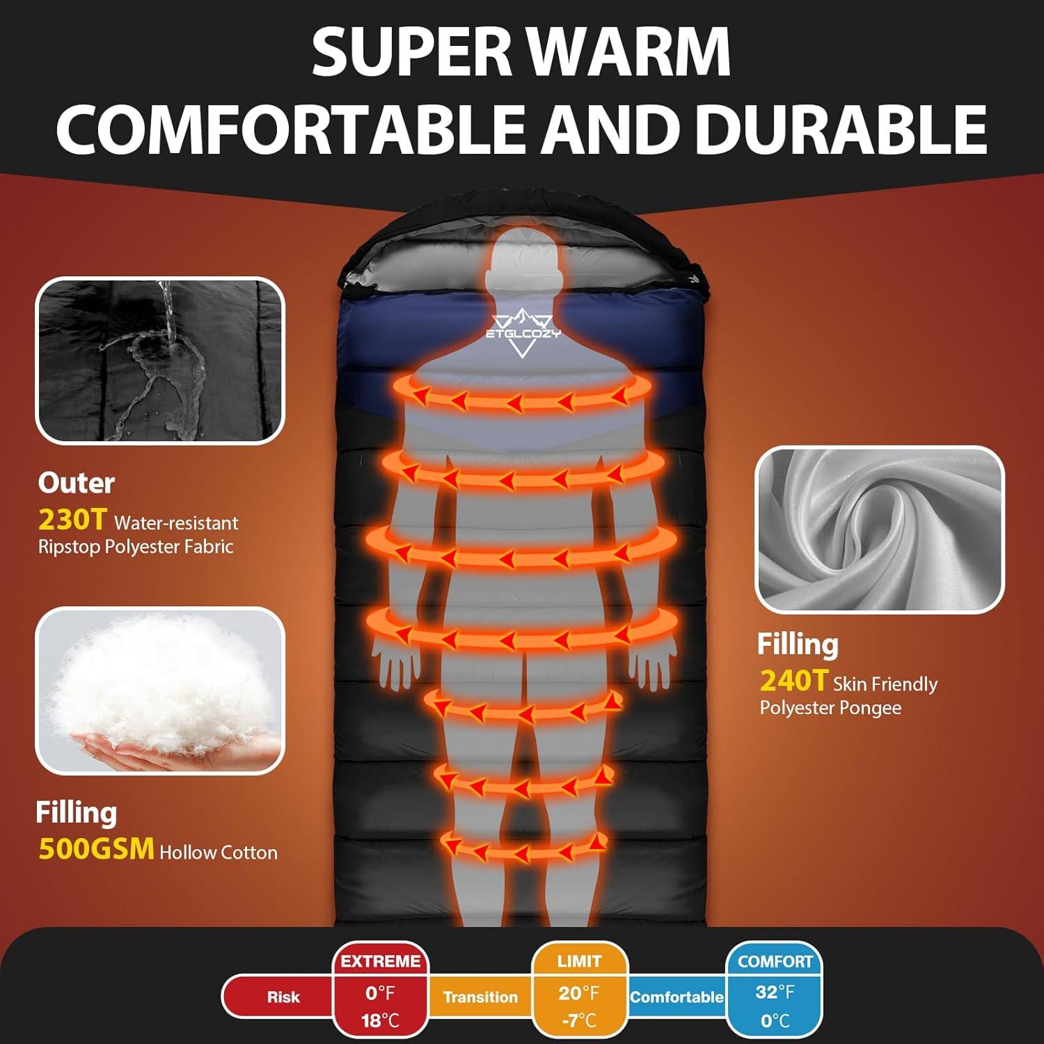 Saco de Dormir ETGLCOZY Unisex 2.7kg 87x33cm Camping