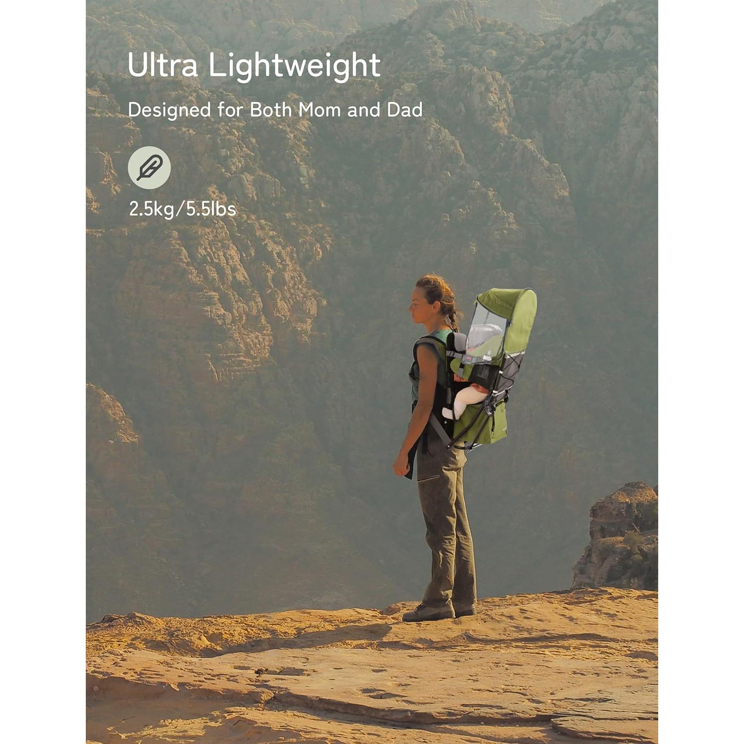 Mochila Portabebés Besrey Verde Militar para Senderismo con Asiento