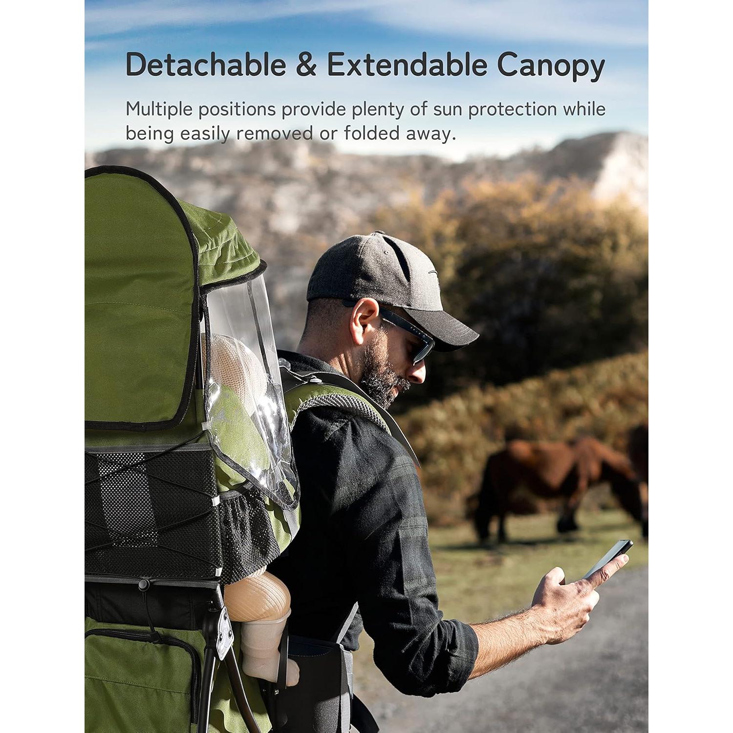 Mochila Portabebés Besrey Verde Militar para Senderismo con Asiento