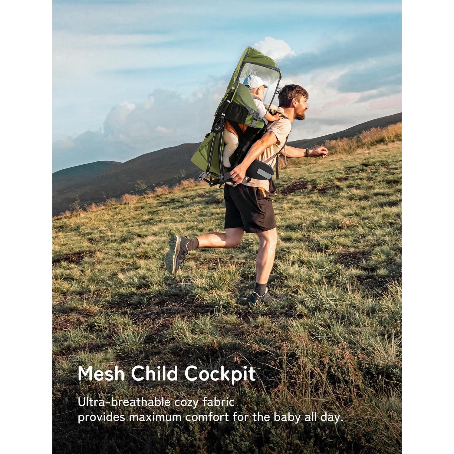 Mochila Portabebés Besrey Verde Militar para Senderismo con Asiento