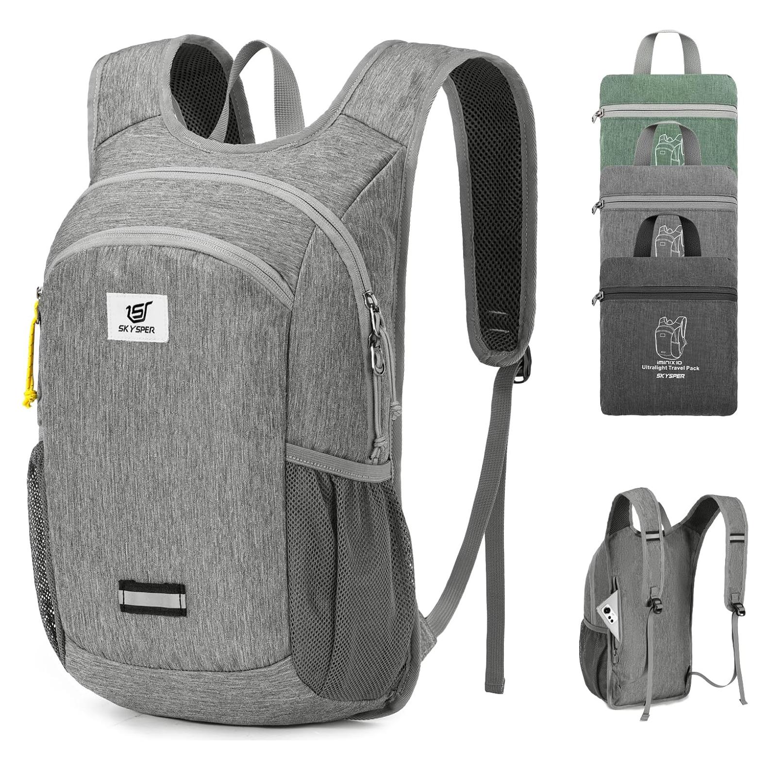 Mochila de Senderismo Plegable SKYSPER 10L Gris Compacta