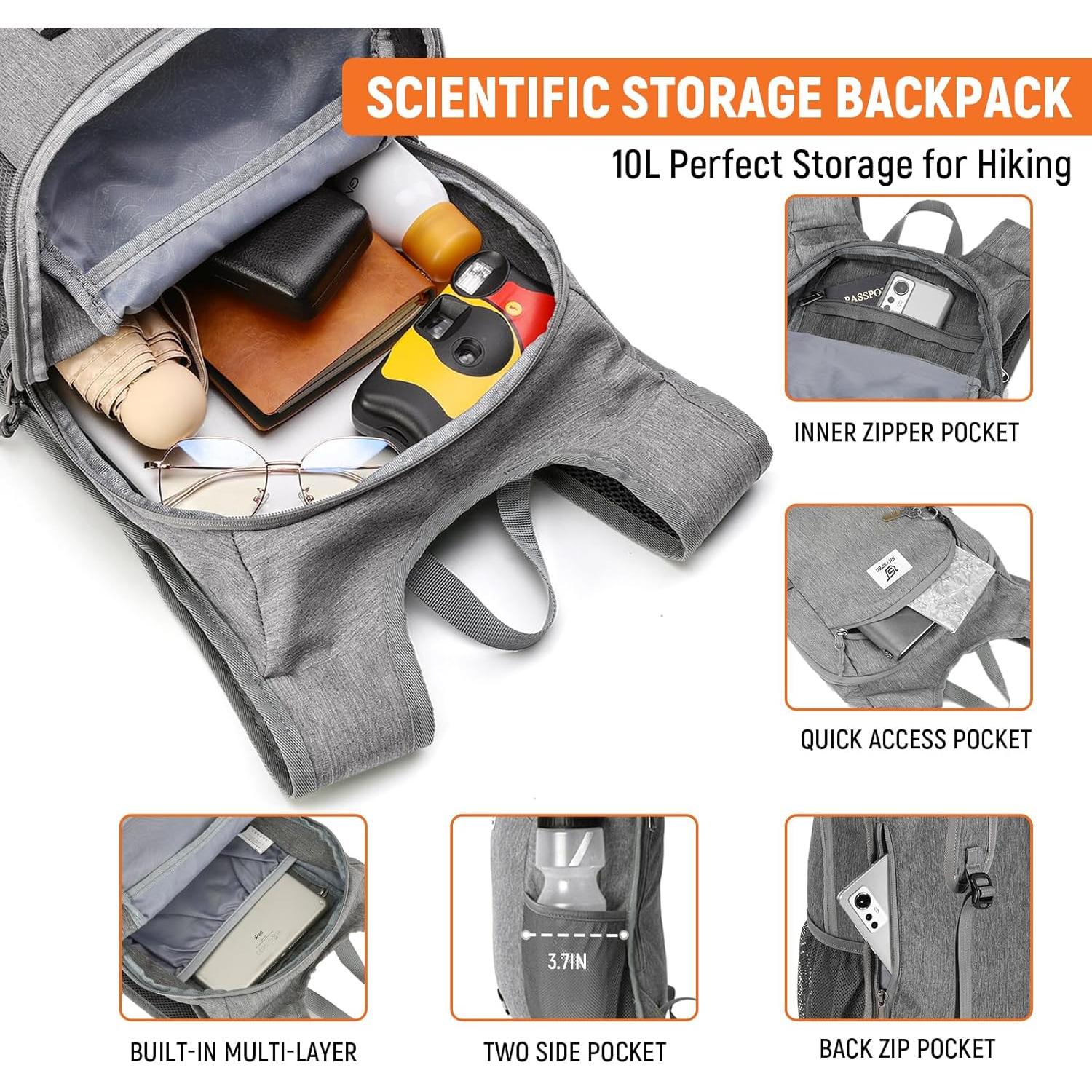 Mochila de Senderismo Plegable SKYSPER 10L Gris Compacta